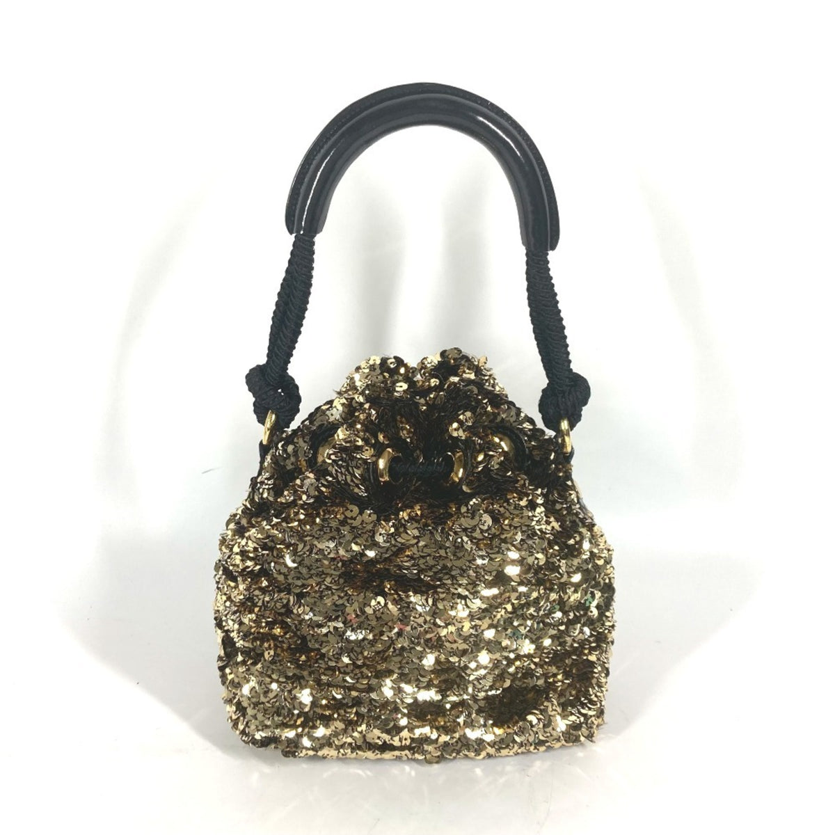 Louis Vuitton Black Gold Spangles Leather Handbag Shoulder Bag (Pre-Owned)