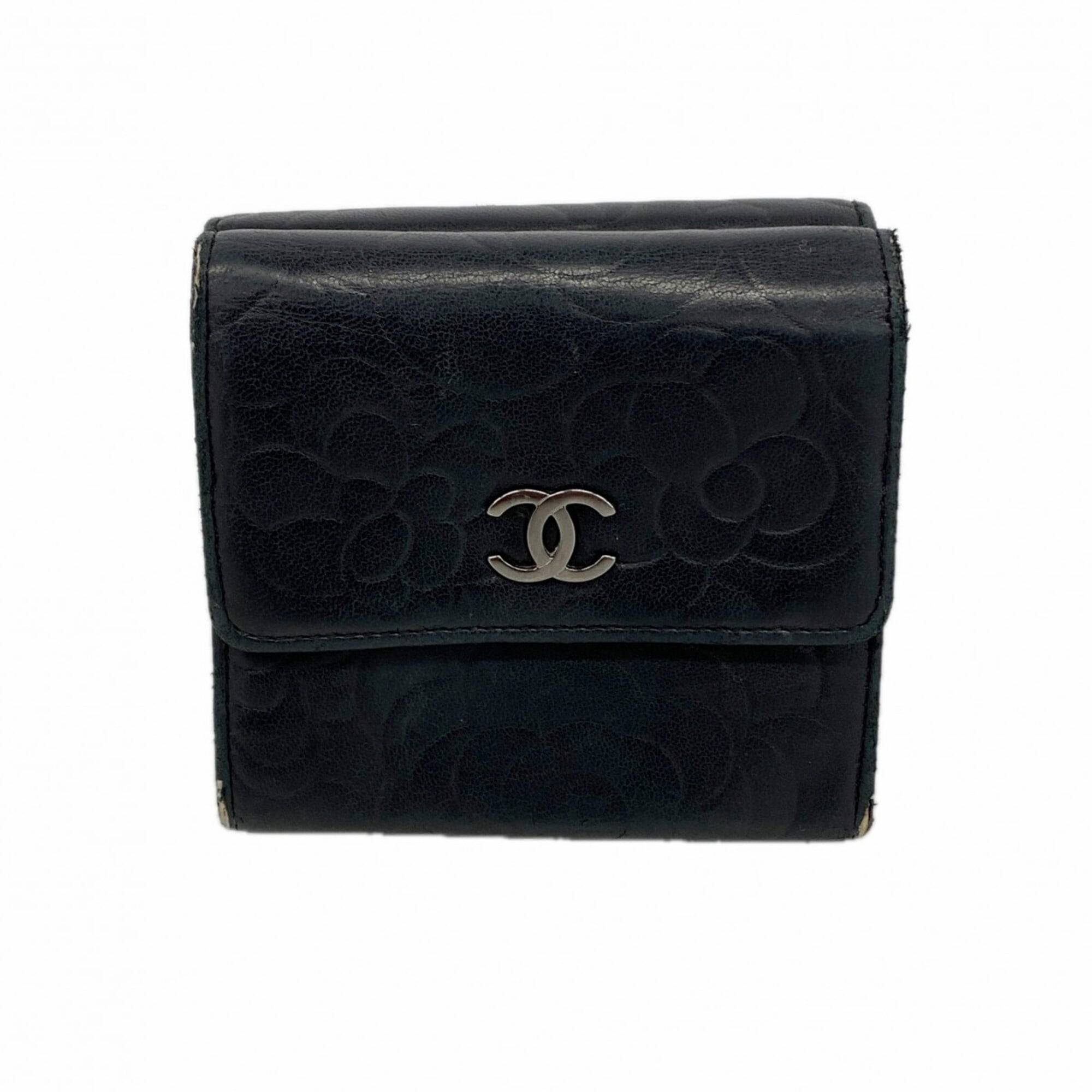 Chanel Black Leather Wallet (Tri-Fold) (Pre-Owned)