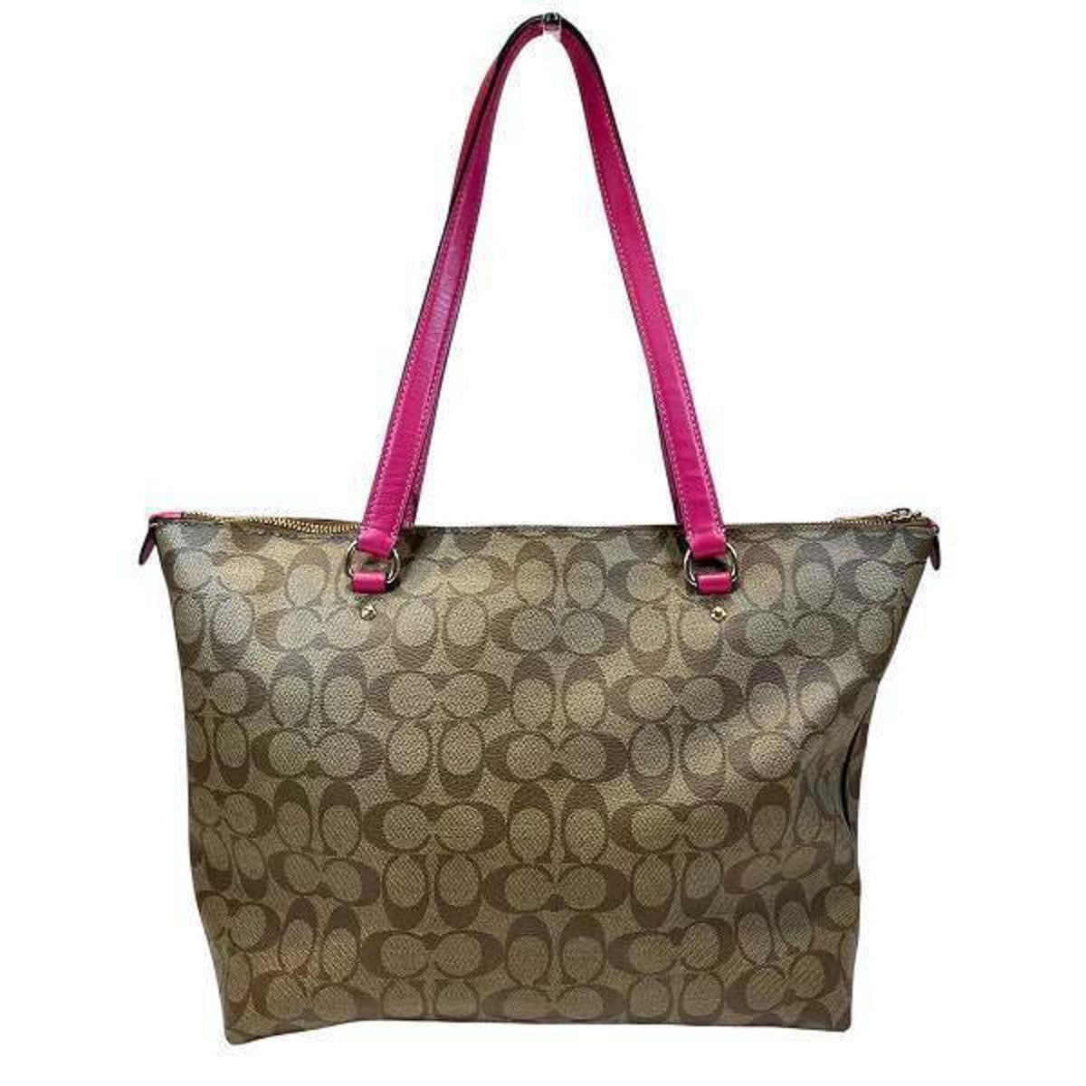 Coach Beige Pink Pvc Leather Handbag Shoulder Bag Tote Bag (Pre-Owned)