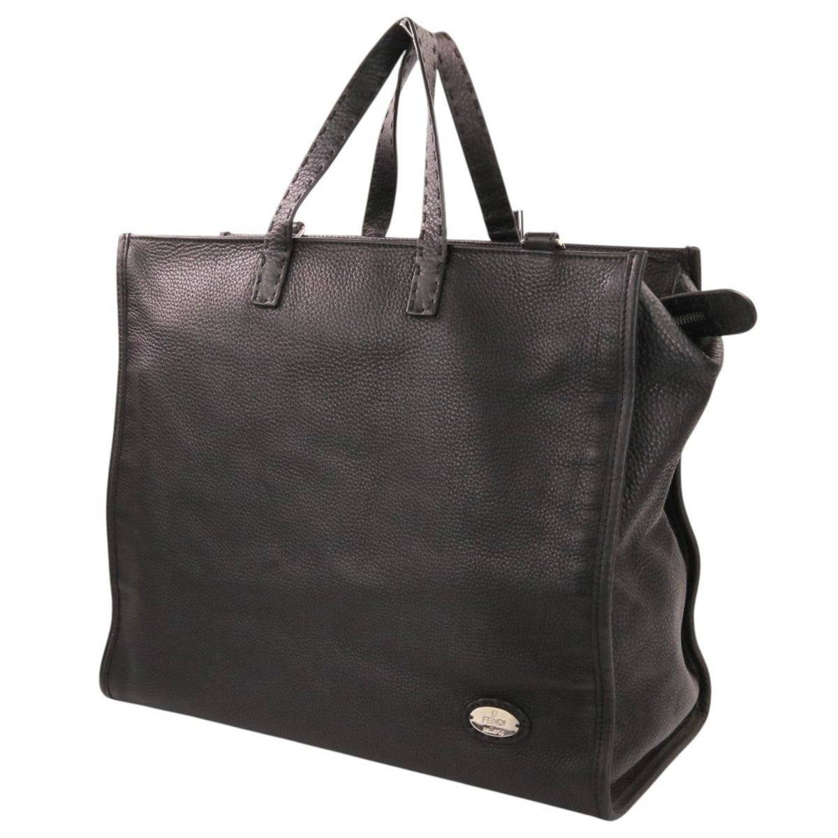 Fendi Selleria Black Leather Shoulder Bag Tote Bag (Pre-Owned)
