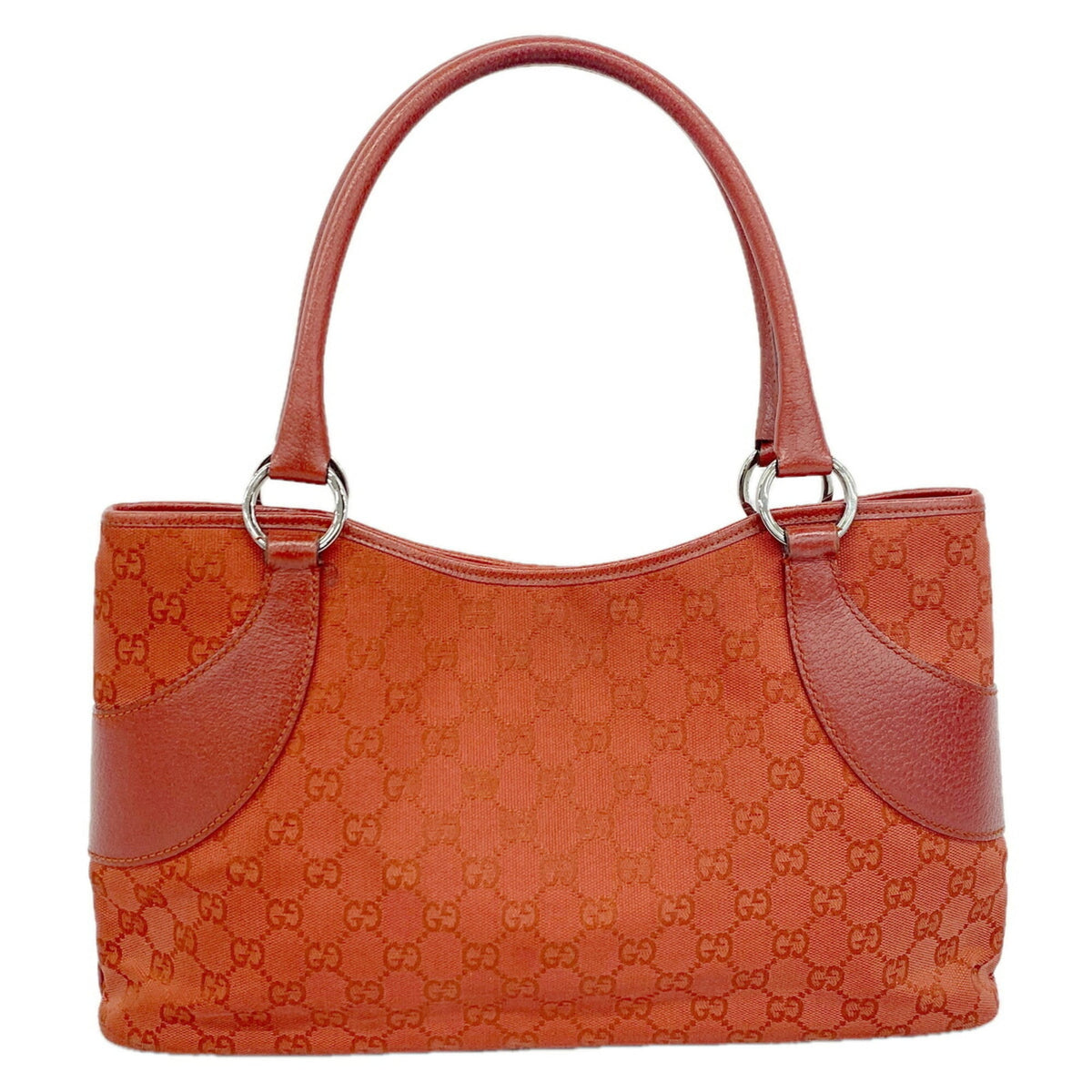 Gucci Red Color Canvas Tote Bag (Pre-Owned)