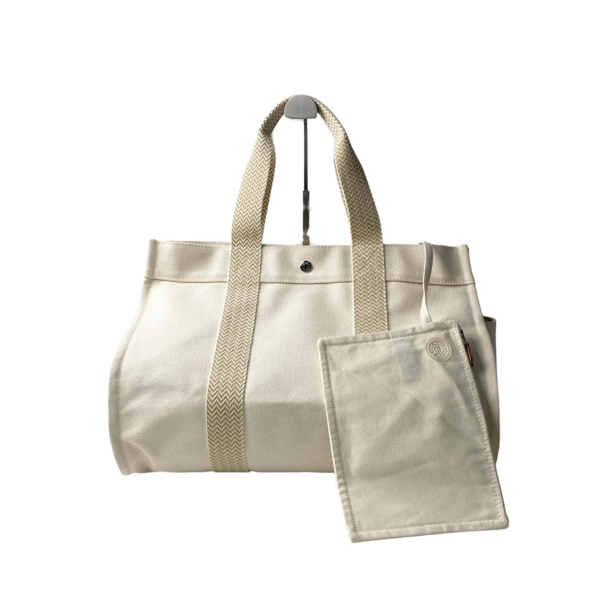 Hermes Ivory Canvas Pouch Tote Bag (Pre-Owned)