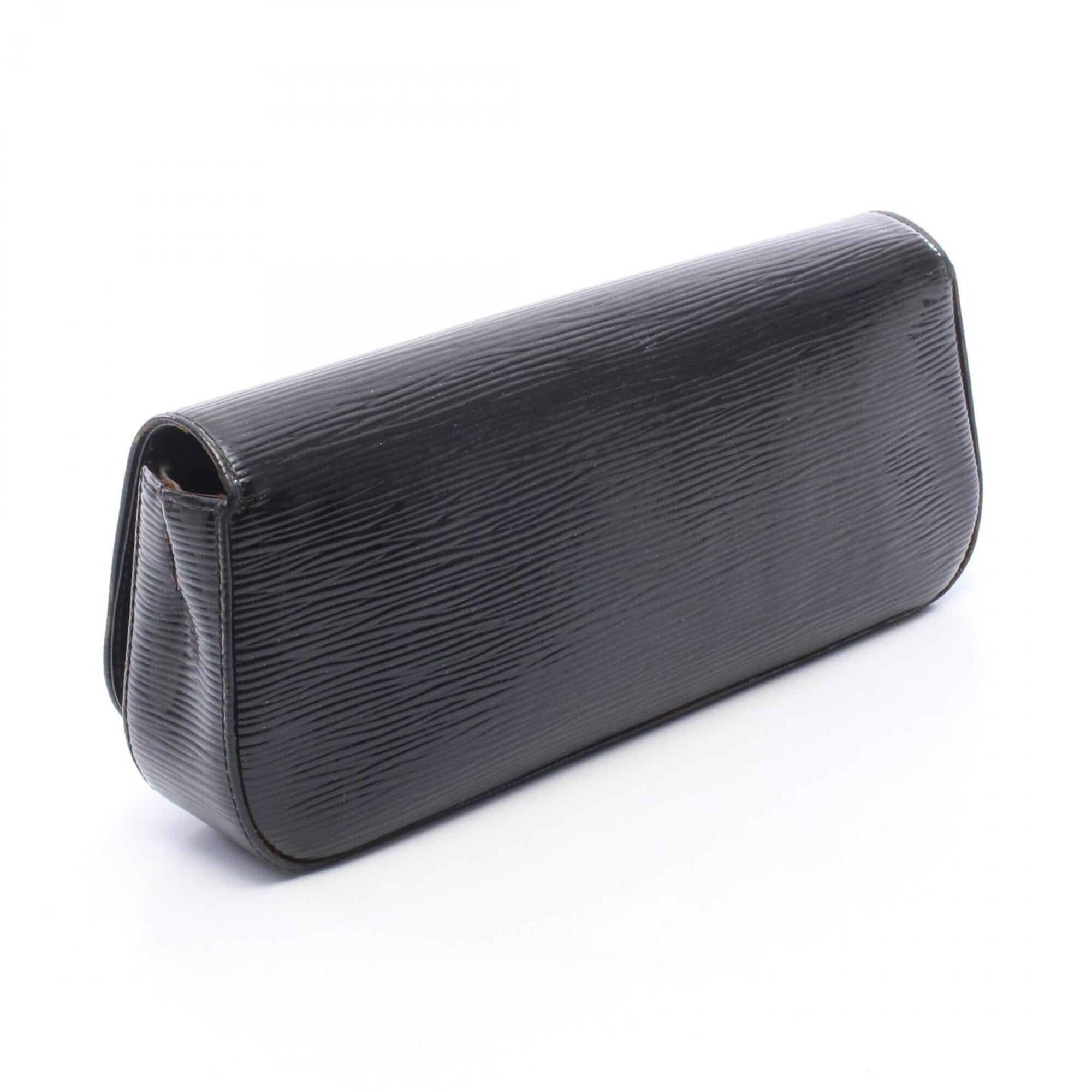 Louis Vuitton Black Noir Leather Clutch Bag Handbag (Pre-Owned)