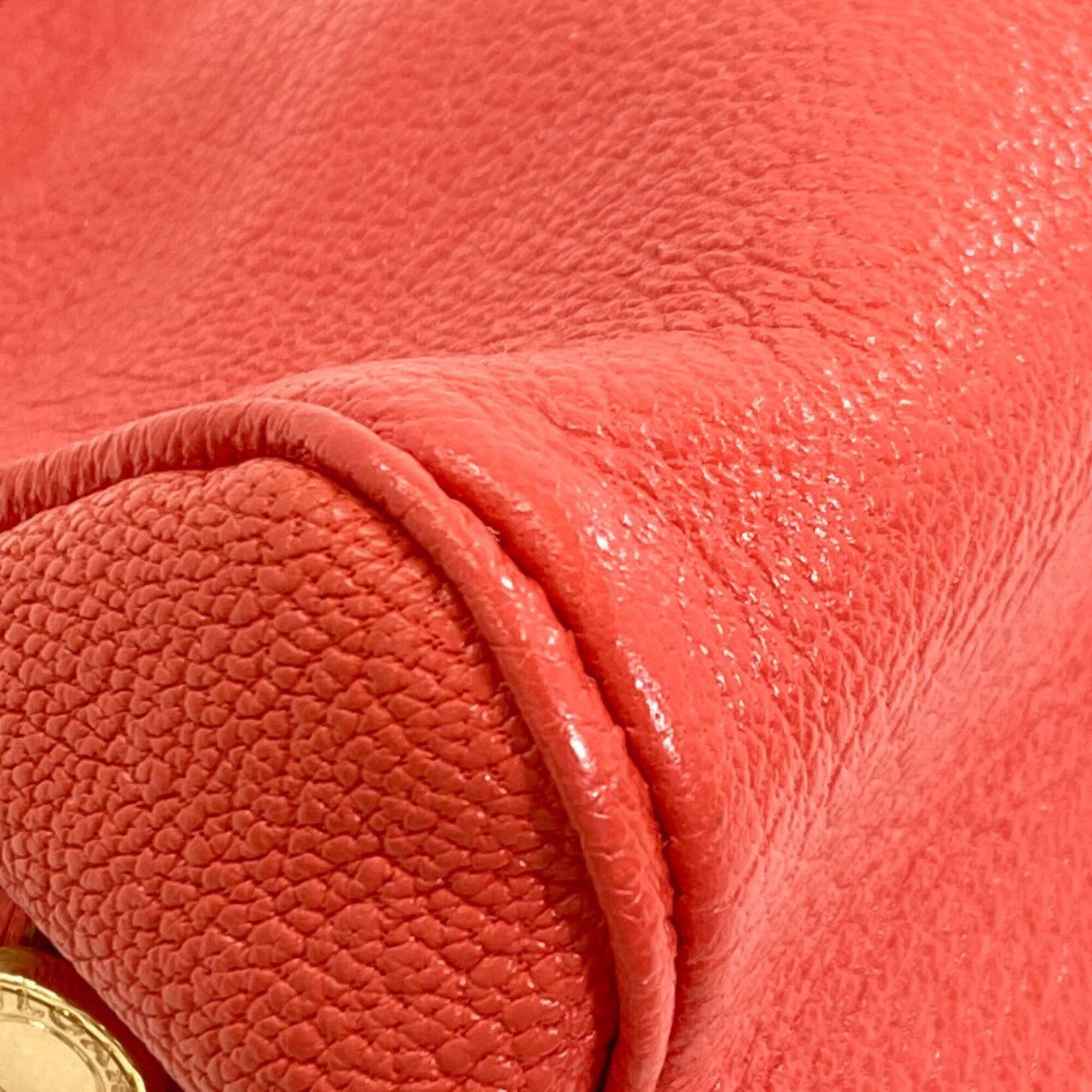 Bvlgari Red Color Leather Pouch Wash Bag (Pre-Owned)