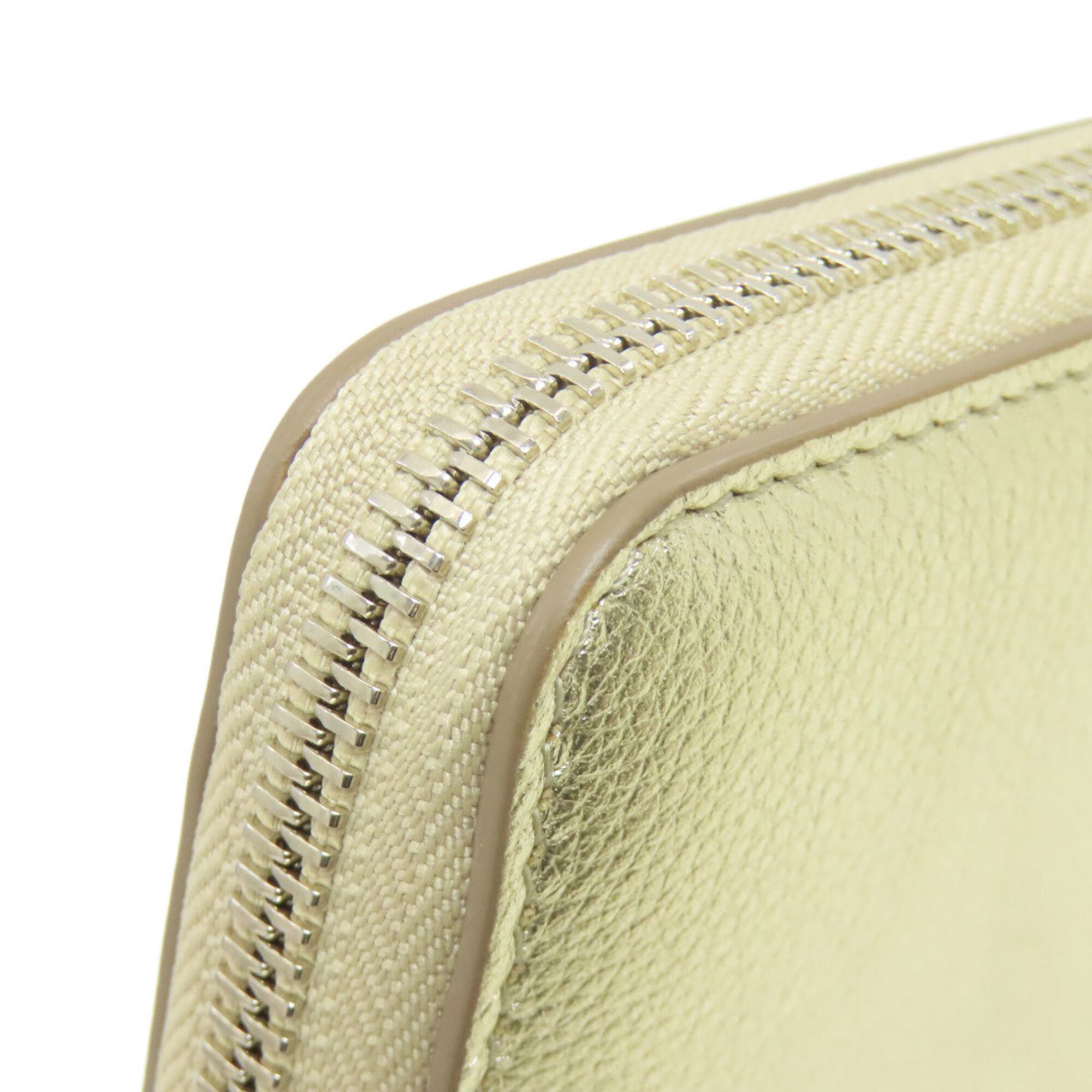 Jimmy Choo Gold Leather Long Wallet (Bi-Fold) (Pre-Owned)