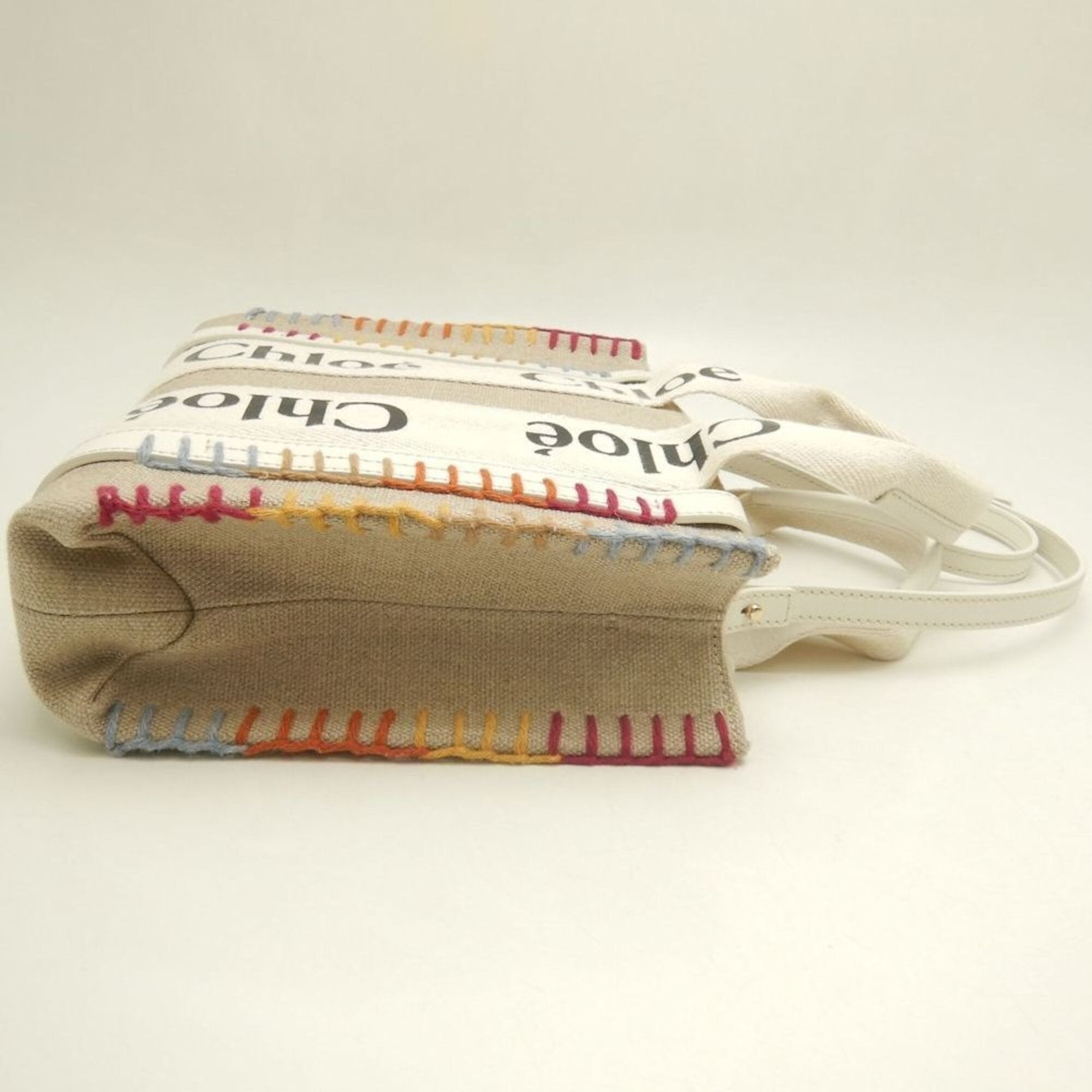 Chloé White Linen Leather Tote Bag (Pre-Owned)
