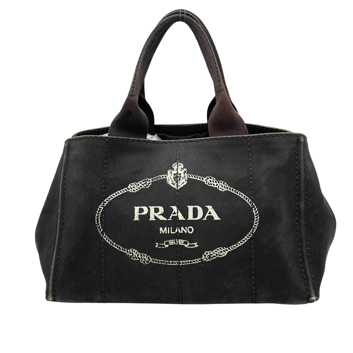 Prada Black Canvas Handbag Tote Bag (Pre-Owned)