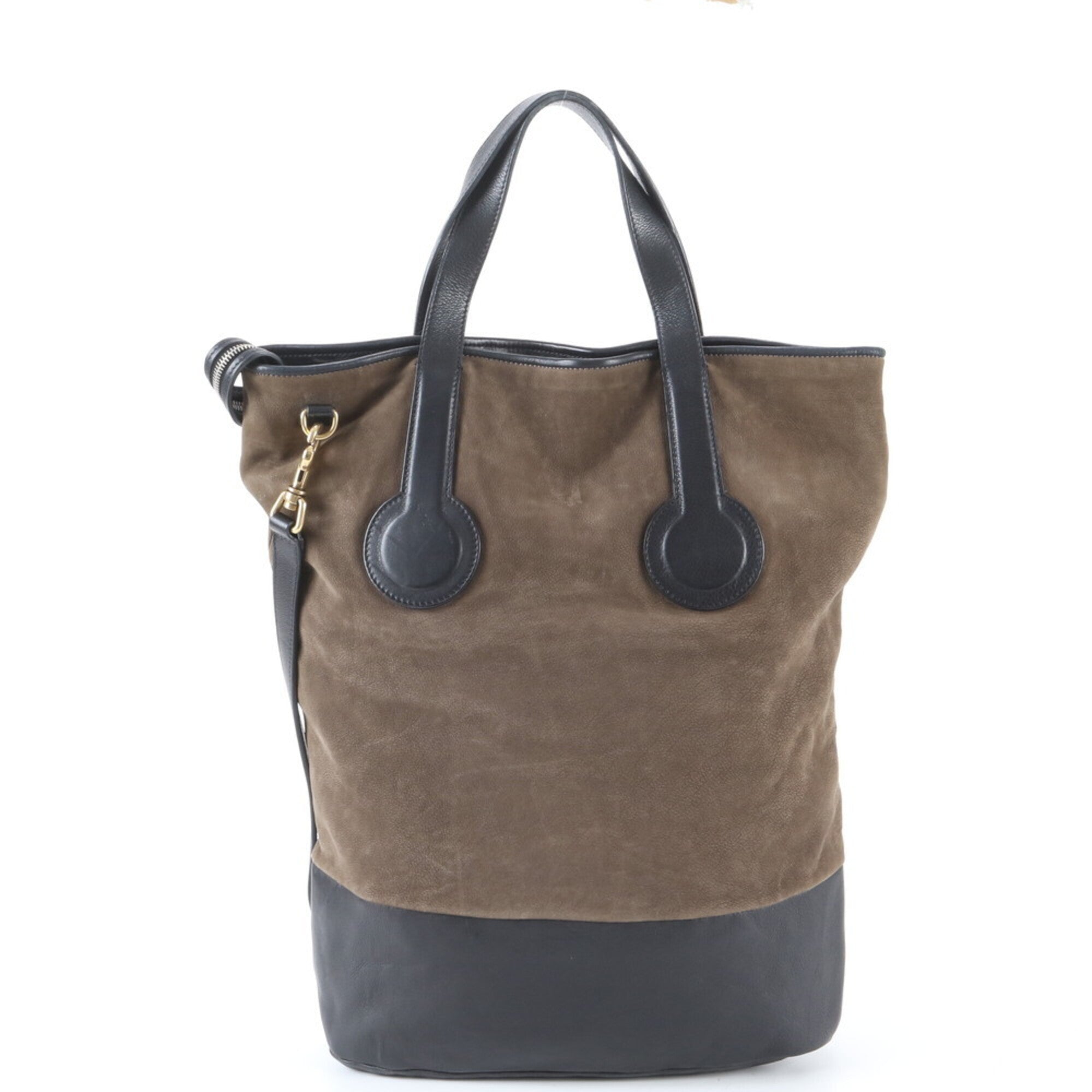 Celine Black Khaki Leather Shoulder Bag Tote Bag (Pre-Owned)
