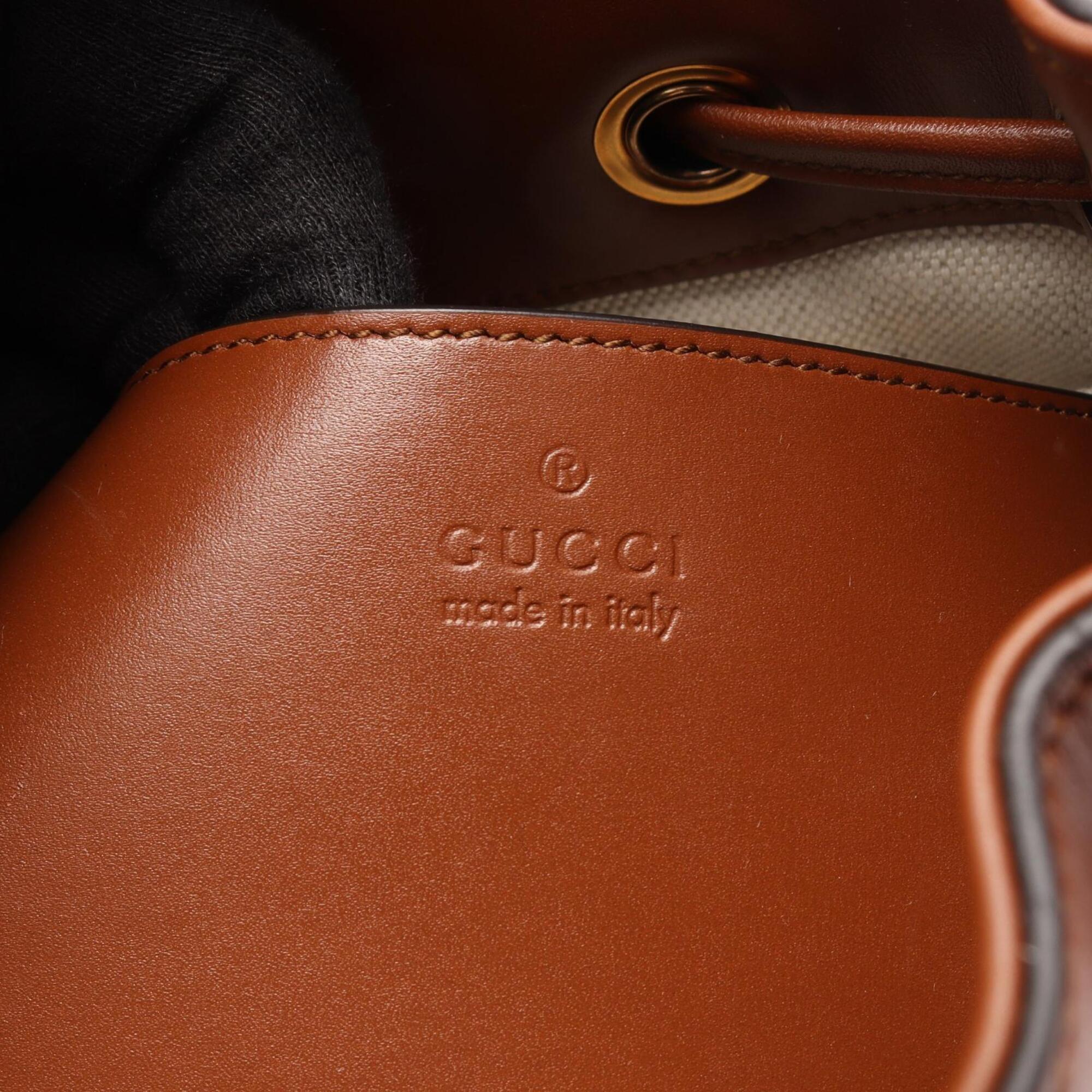 Gucci Brown Leather Backpack Handbag (Pre-Owned)