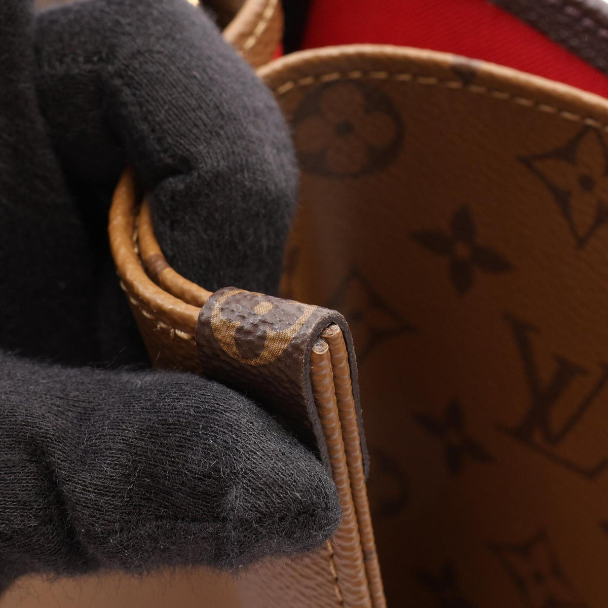 Louis Vuitton Brown Coated Canvas Leather Handbag Shoulder Bag Tote Bag (Pre-Owned)