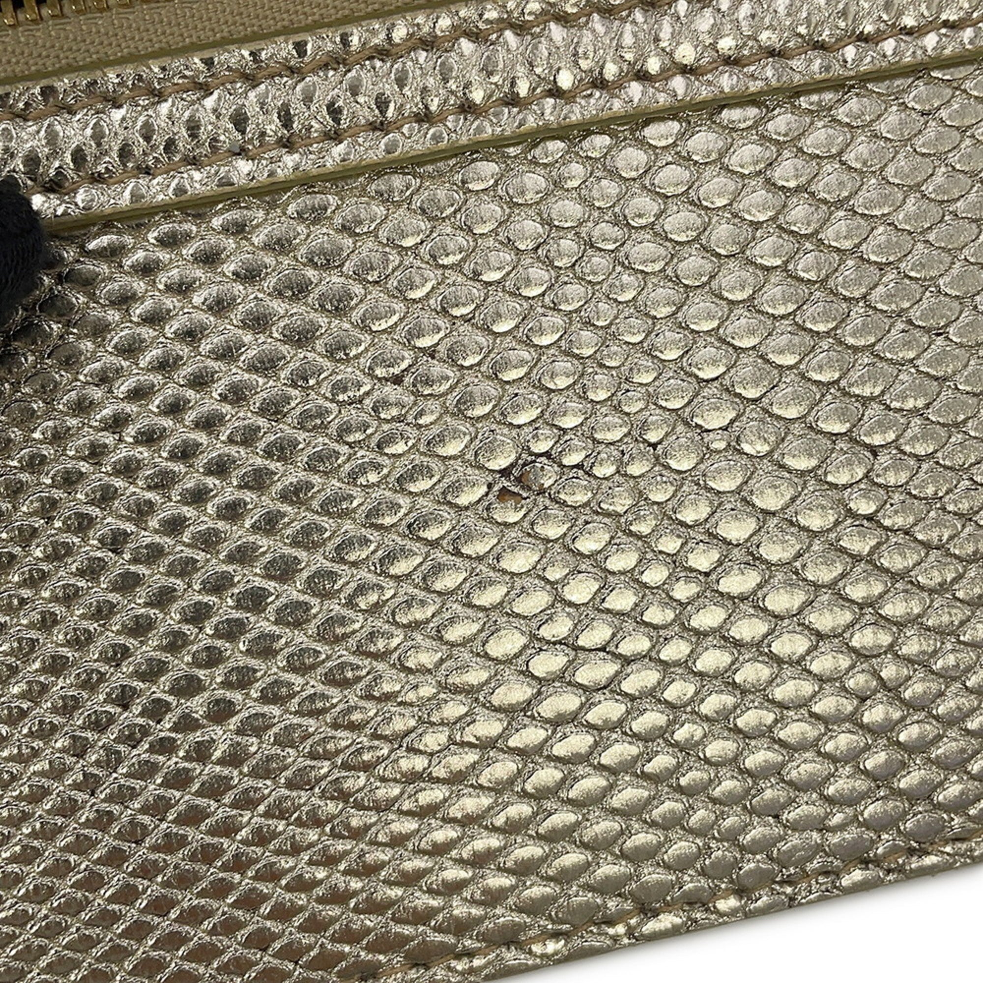 Bvlgari Champagne Gold Leather Handbag Vanity Bag (Pre-Owned)