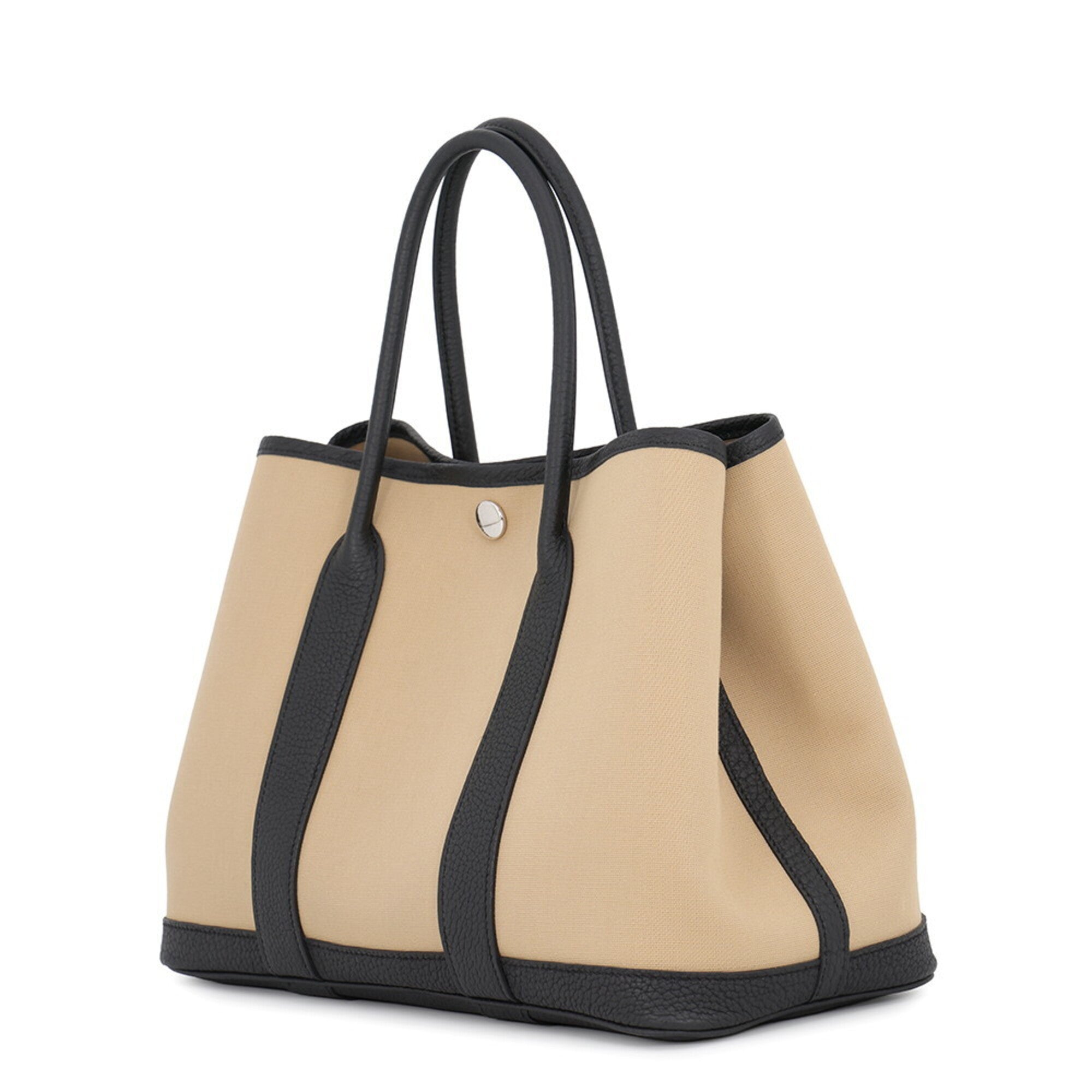 Hermes Beige Black Toile Officier Negonda Leather Tote Bag (Pre-Owned)