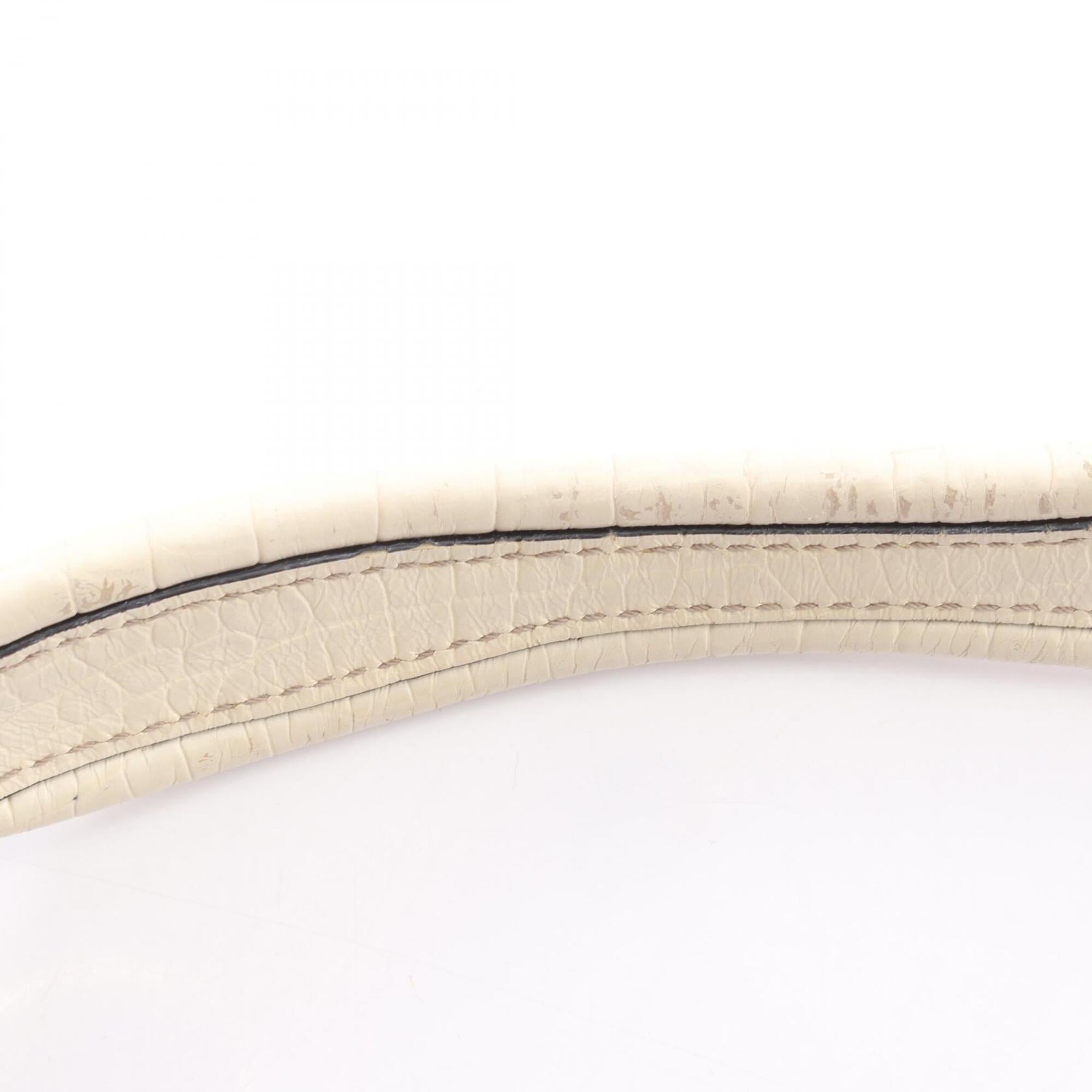 Celine Beige White Canvas Leather Handbag Shoulder Bag (Pre-Owned)