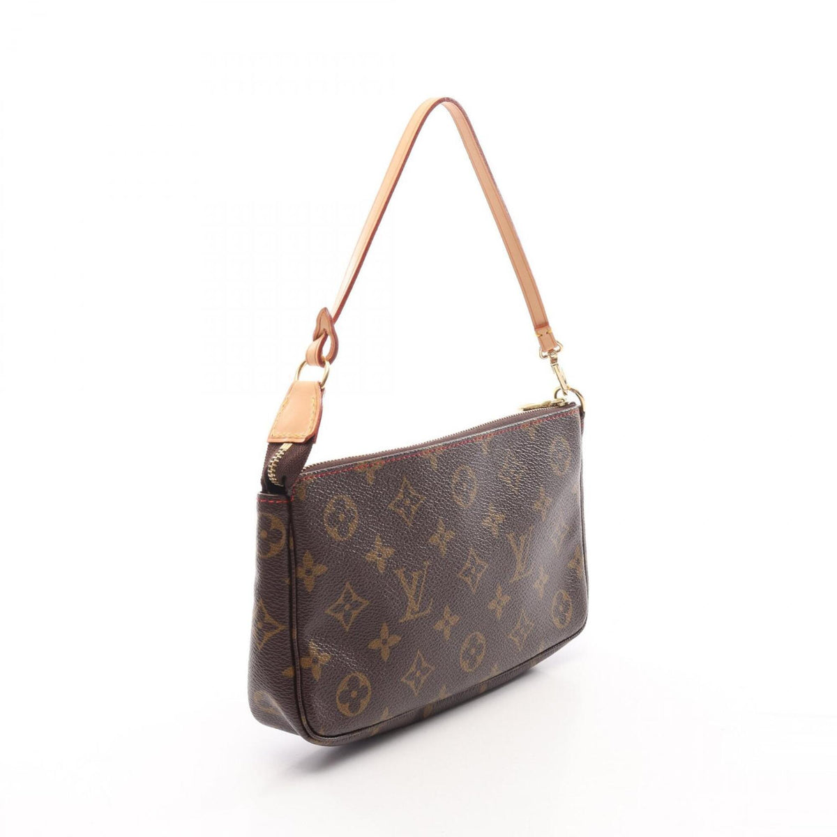 Louis Vuitton Brown Monogram Cherry Red Color Coated Canvas Leather Handbag Pochette (Pre-Owned)