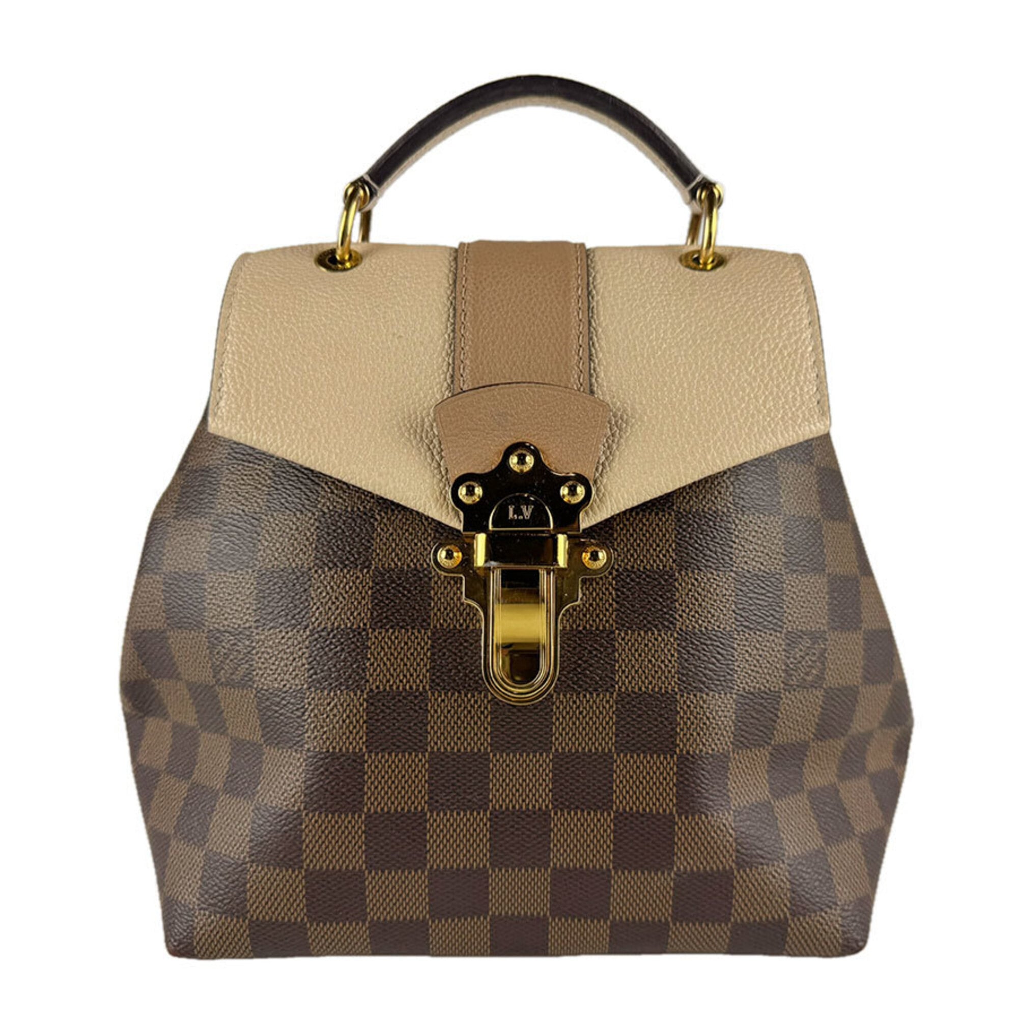 Louis Vuitton Beige Brown Damier Canvas Leather Backpack (Pre-Owned)