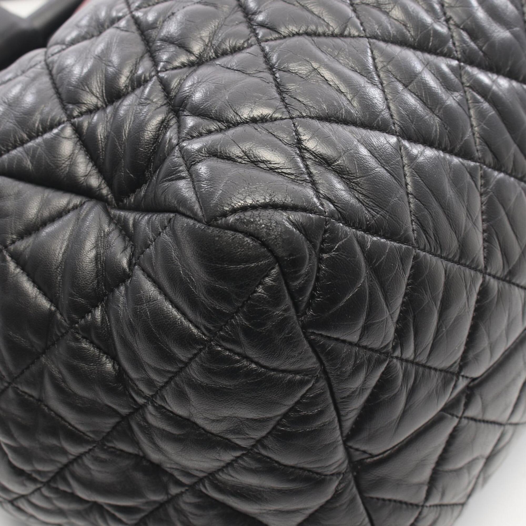 Chanel Black Bordeaux Leather Handbag Tote Bag (Pre-Owned)