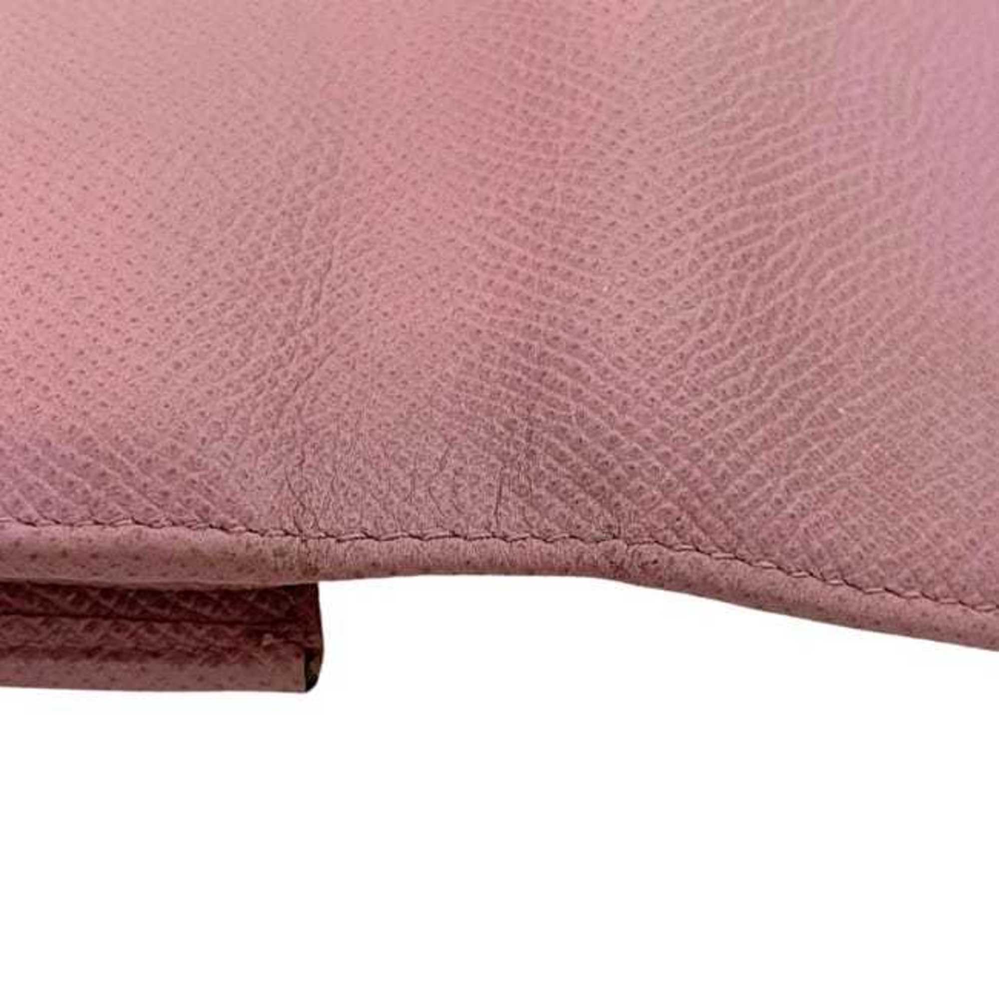 Bvlgari Pink Leather Long Wallet (Bi-Fold) (Pre-Owned)