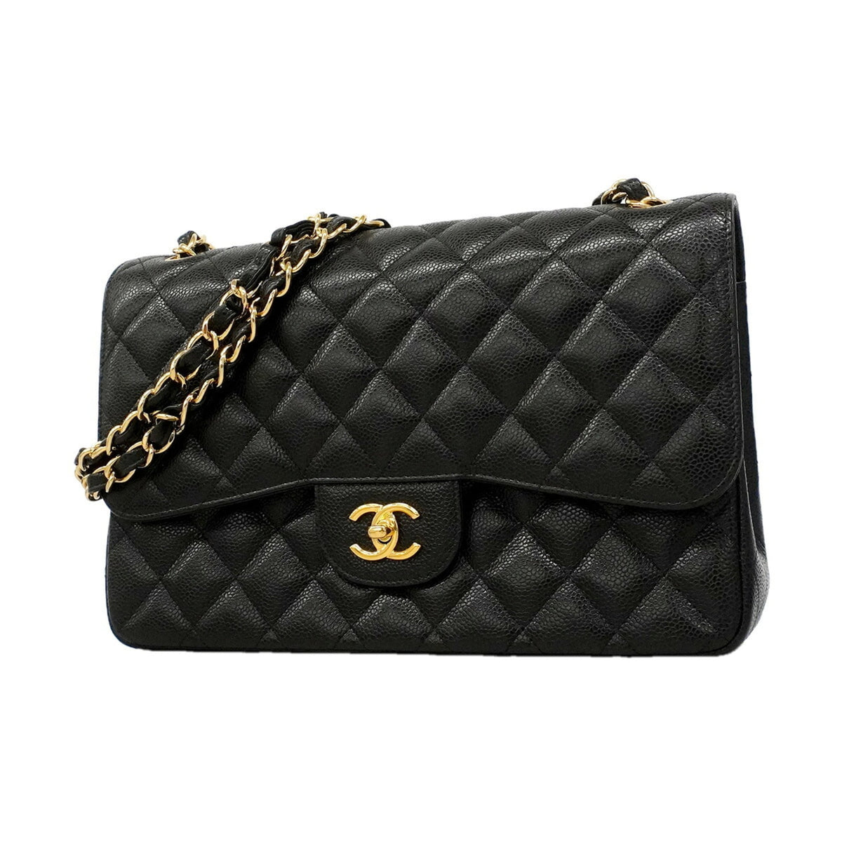 Chanel Black Grained Calfskin Shoulder Bag (Pre-Owned)