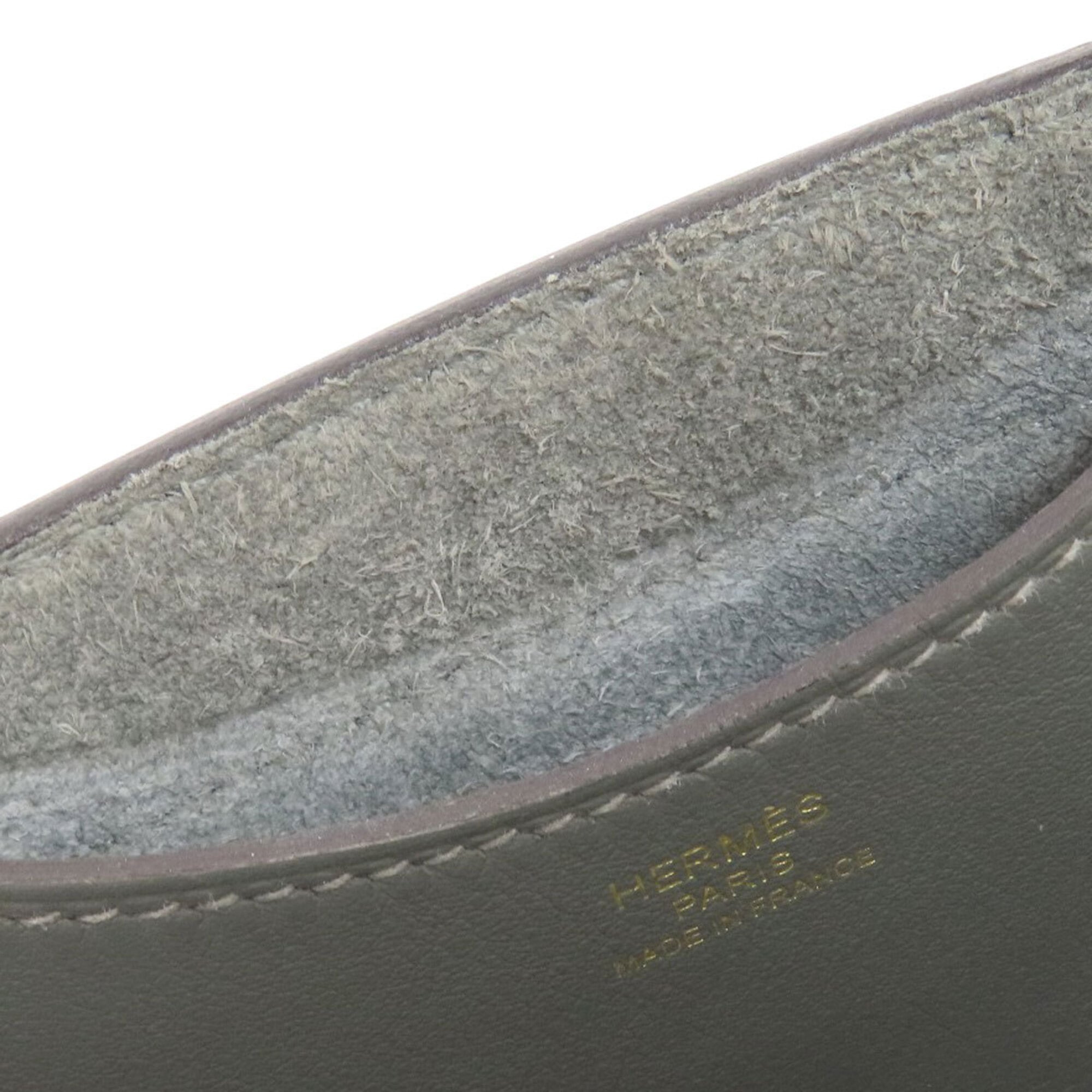 Hermes Gray Taurillon Clemence Leather Handbag (Pre-Owned)