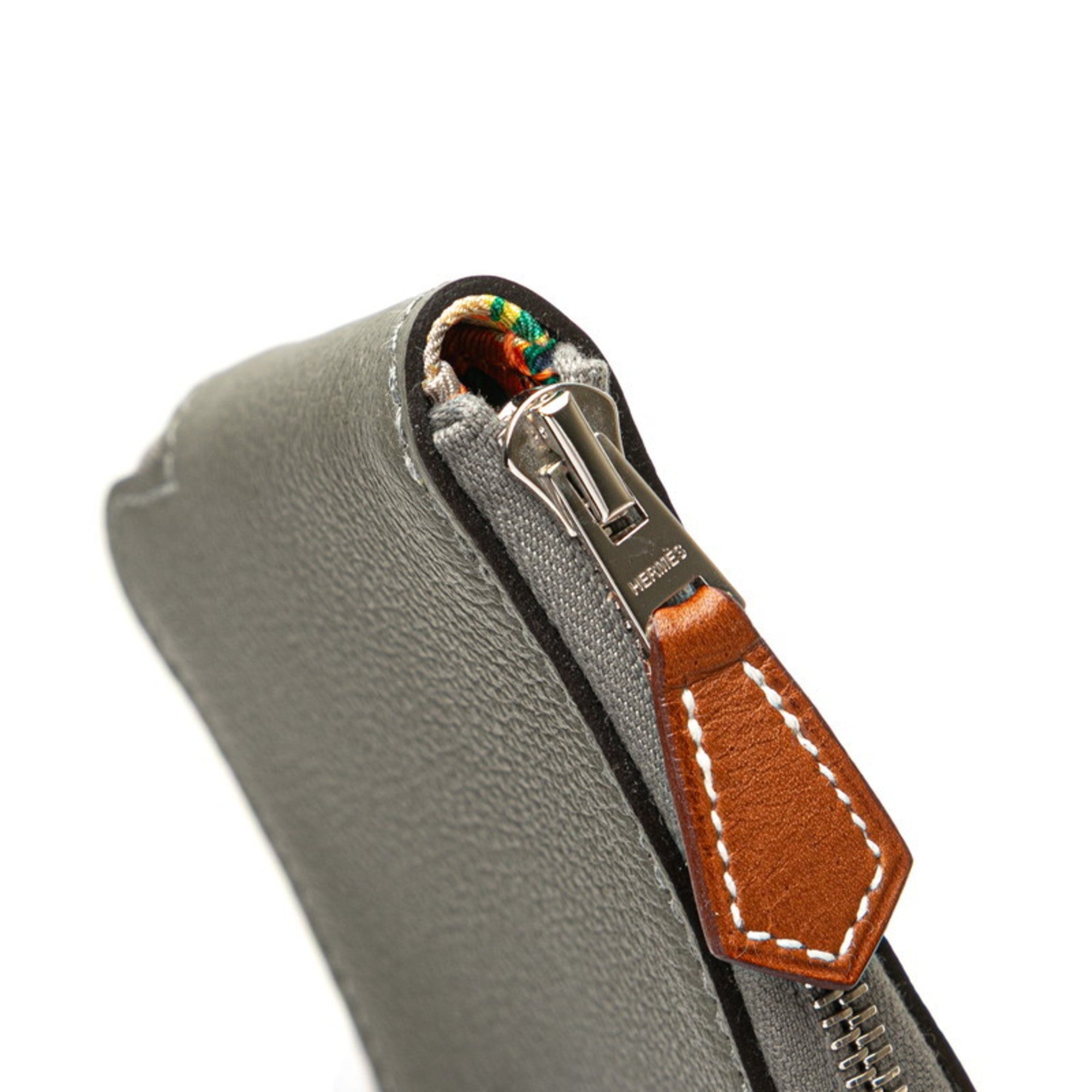 Hermes Azap Gray Coin Purse/Coin Case (Pre-Owned)