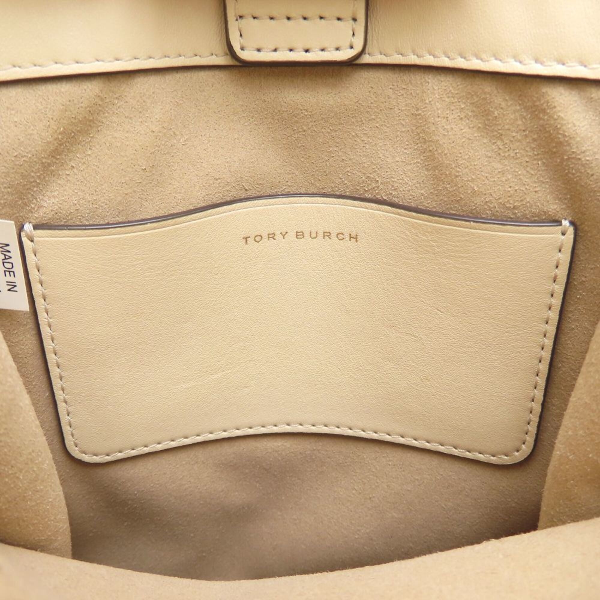 Tory Burch Brown Ivory Canvas Leather Shoulder Bag (Pre-Owned)