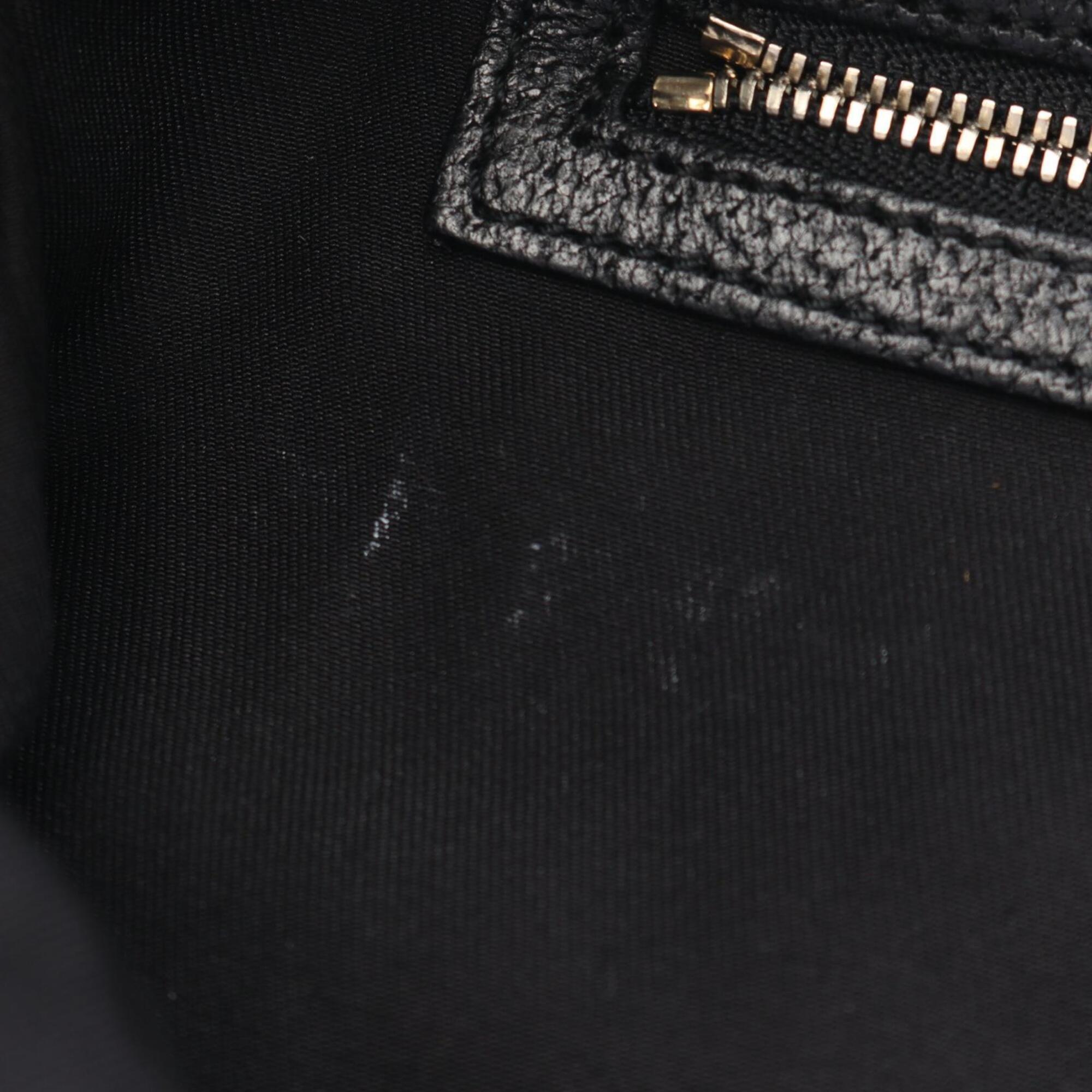 Gucci Black Canvas Leather Handbag Shoulder Bag (Pre-Owned)