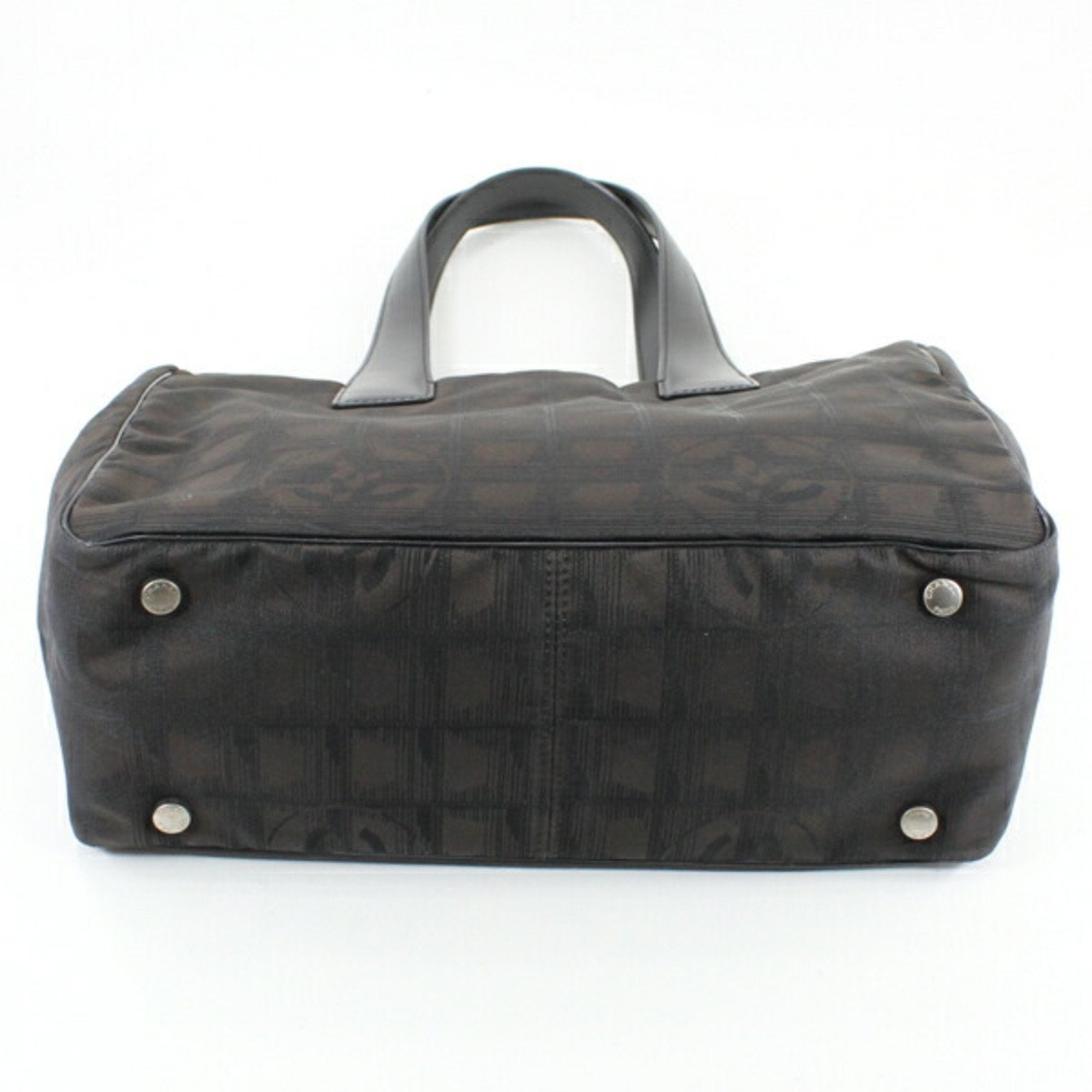 Chanel Brown Dark Brown New Travel Line Leather Handbag Tote Bag (Pre-Owned)