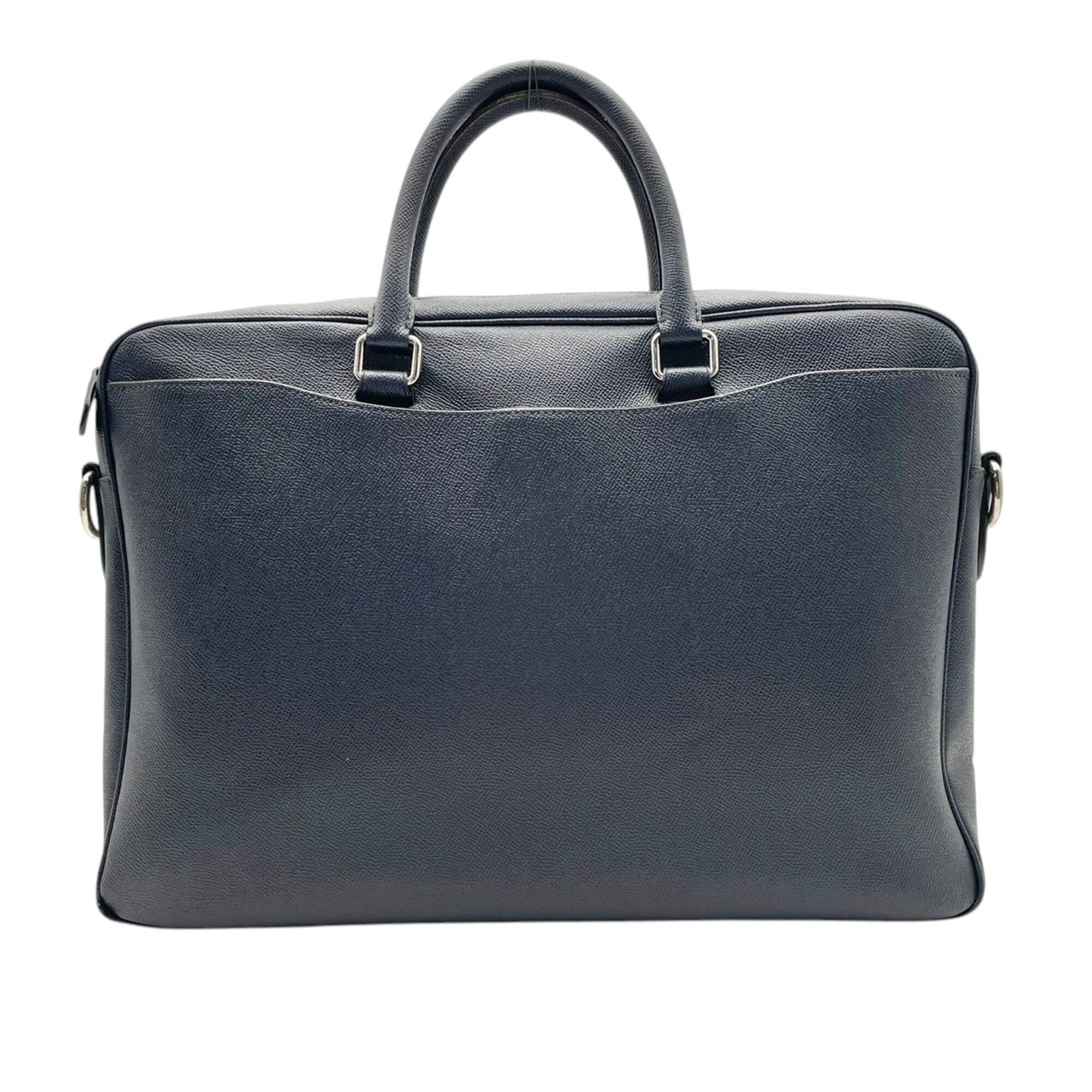 Coach Navy Leather Briefcase Handbag (Pre-Owned)