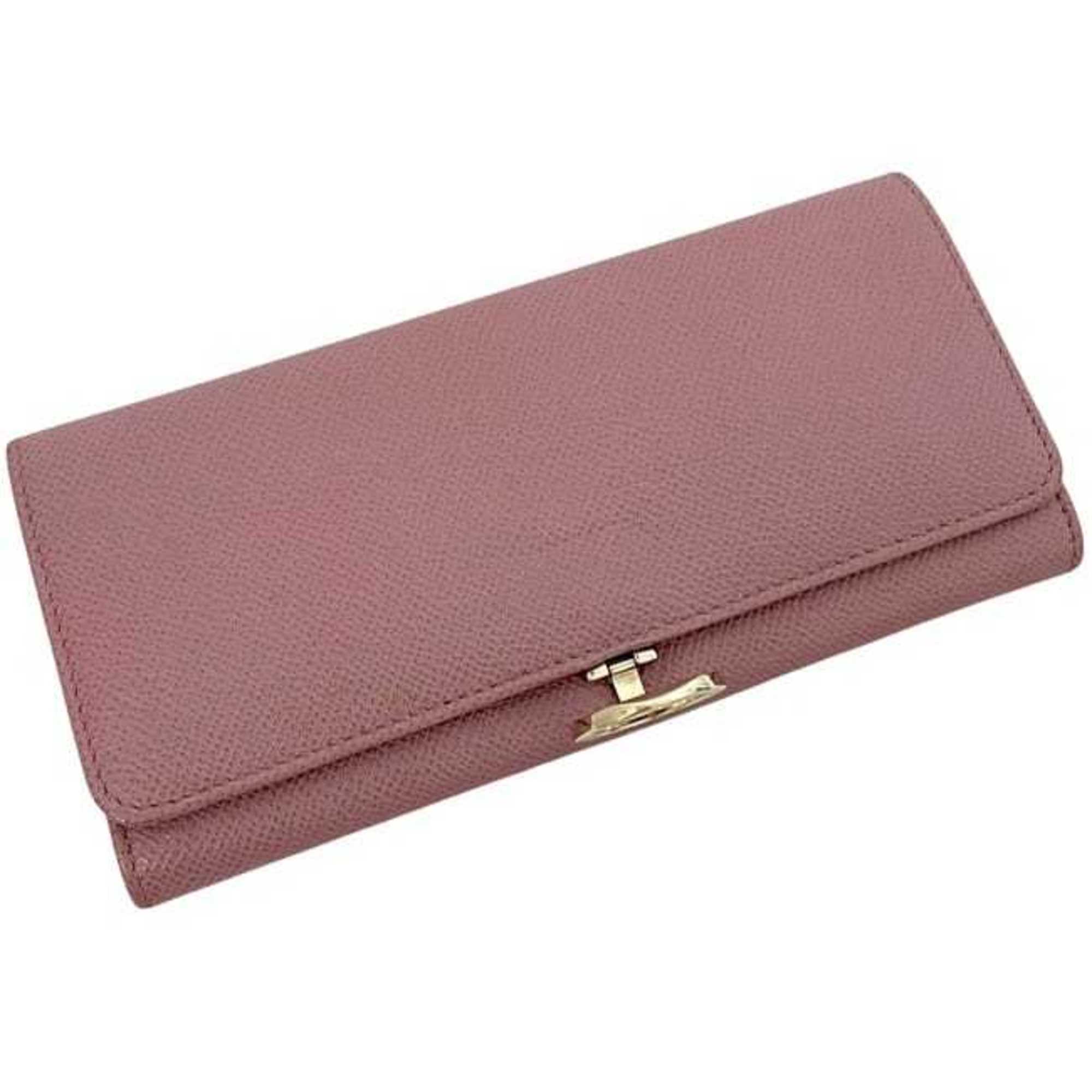 Bvlgari Pink Leather Long Wallet (Bi-Fold) (Pre-Owned)