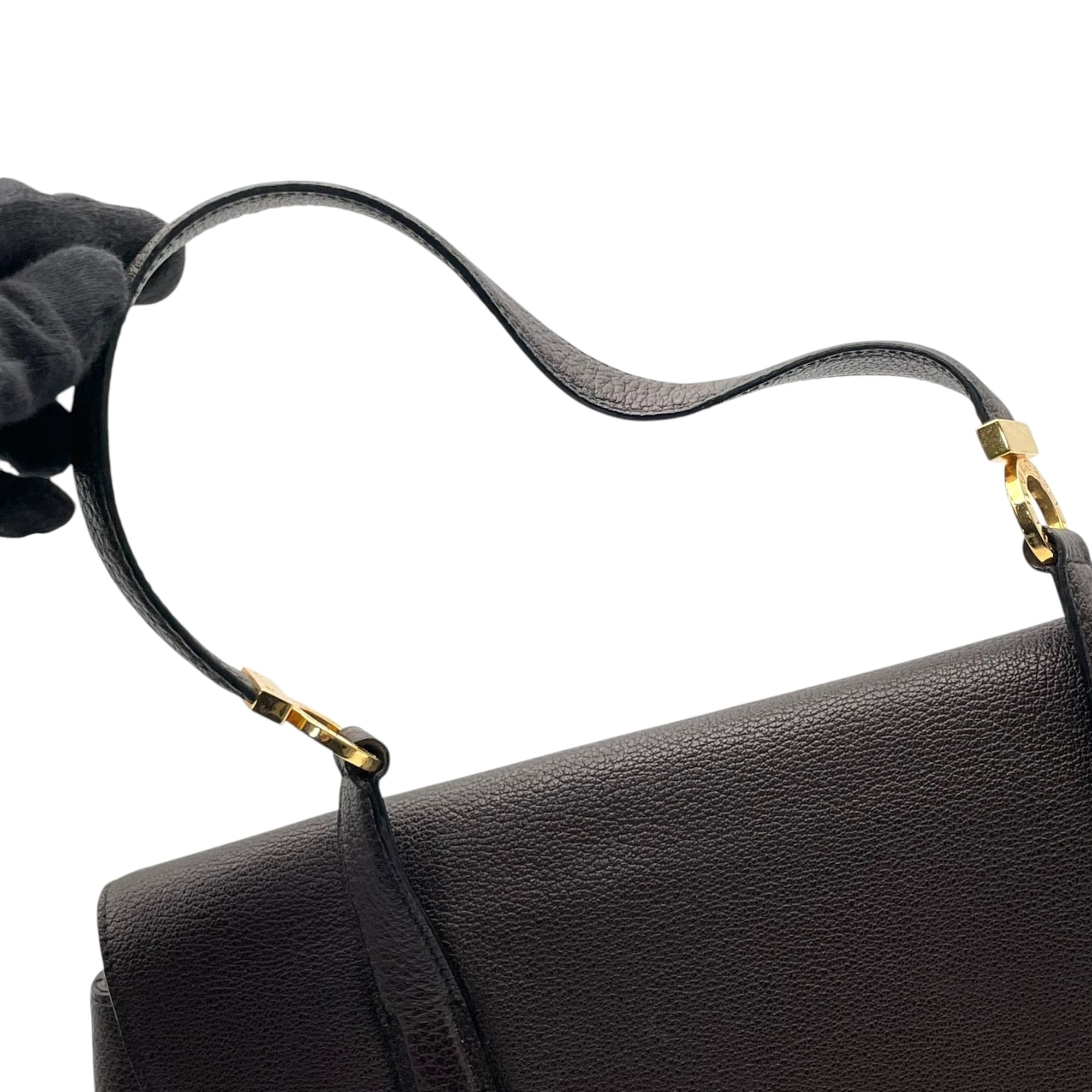 Bvlgari Dark Brown Leather Handbag Tote Bag (Pre-Owned)