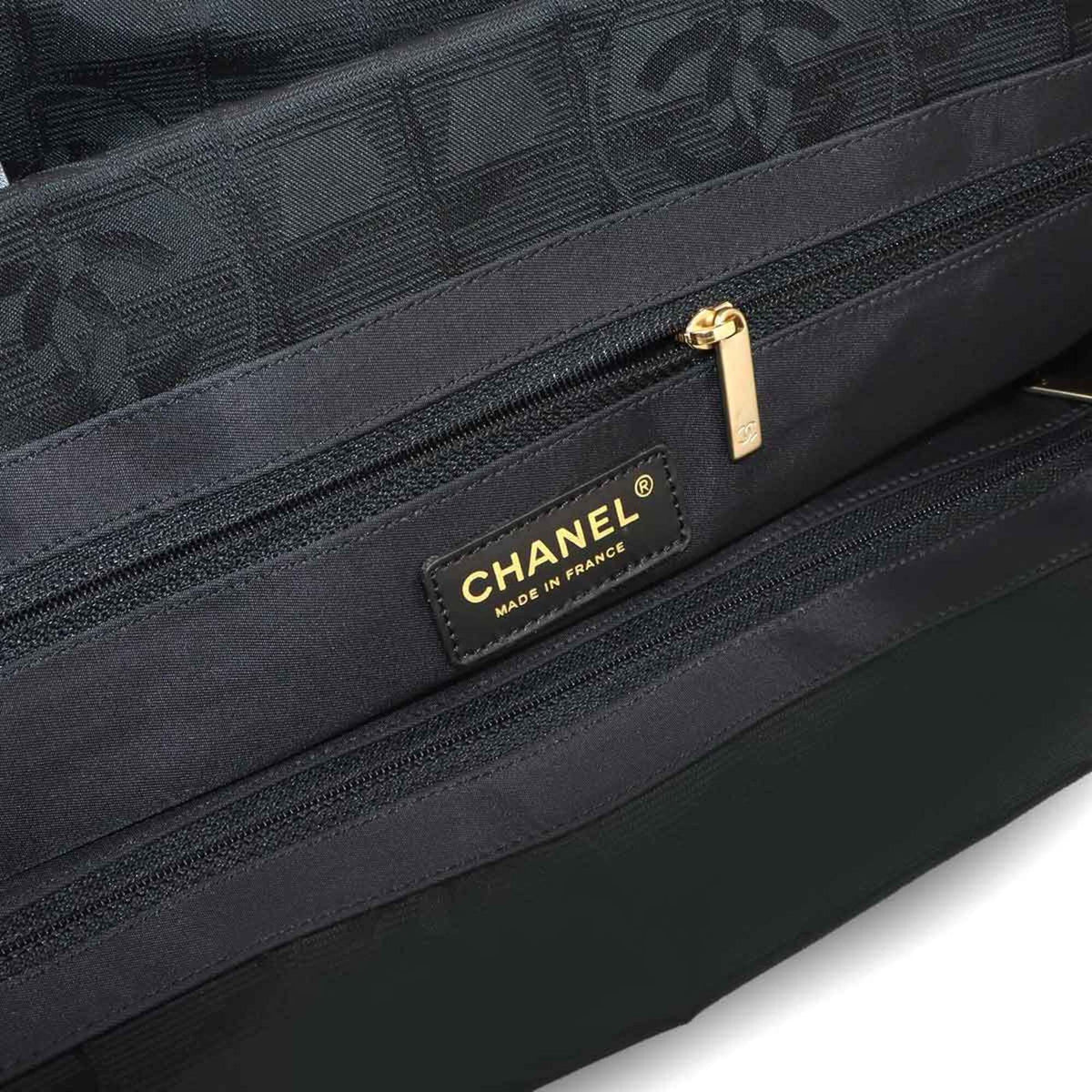 Chanel Black Jacquard Leather Handbag Tote Bag (Pre-Owned)