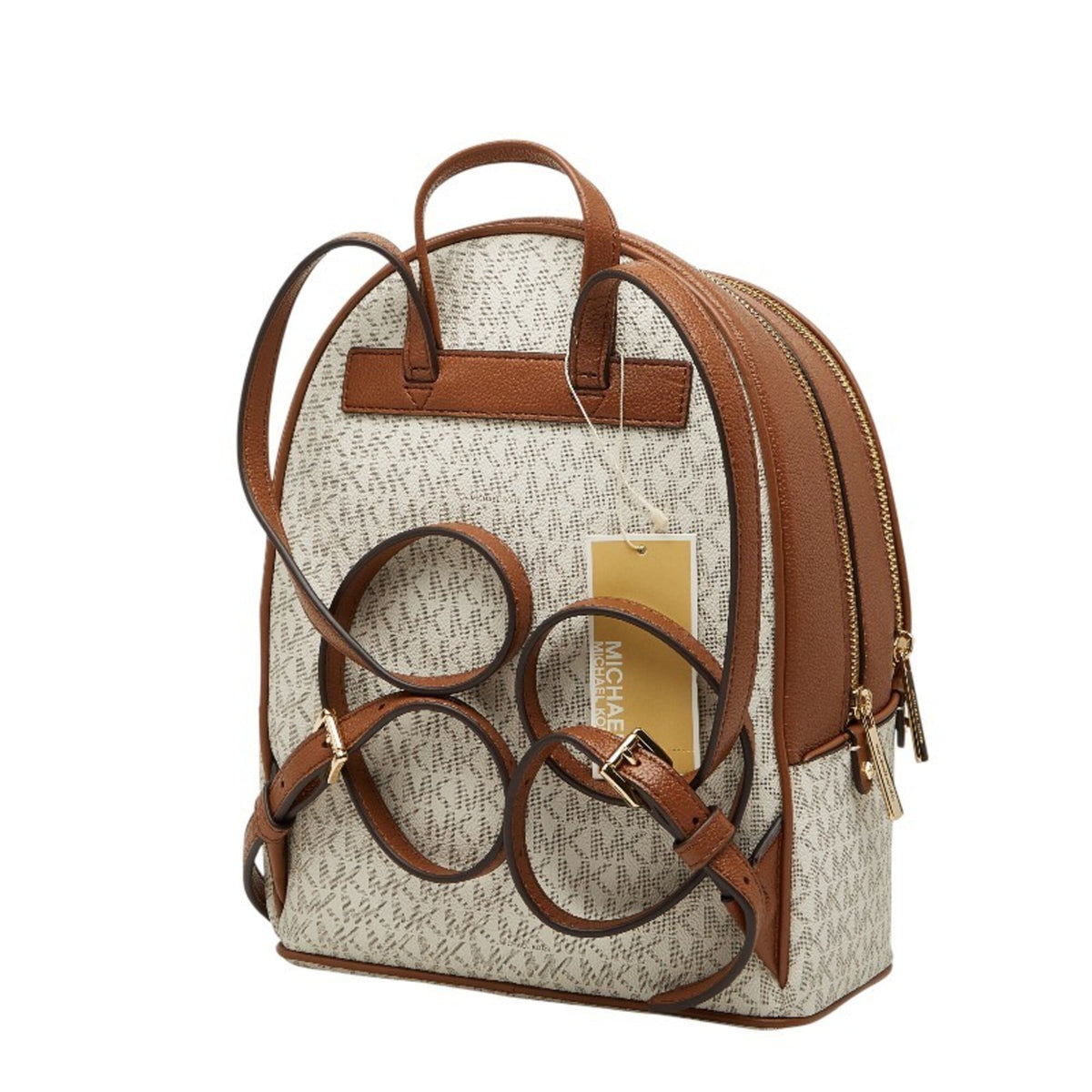 Michael Kors Brown White Pvc Leather Backpack (Pre-Owned)