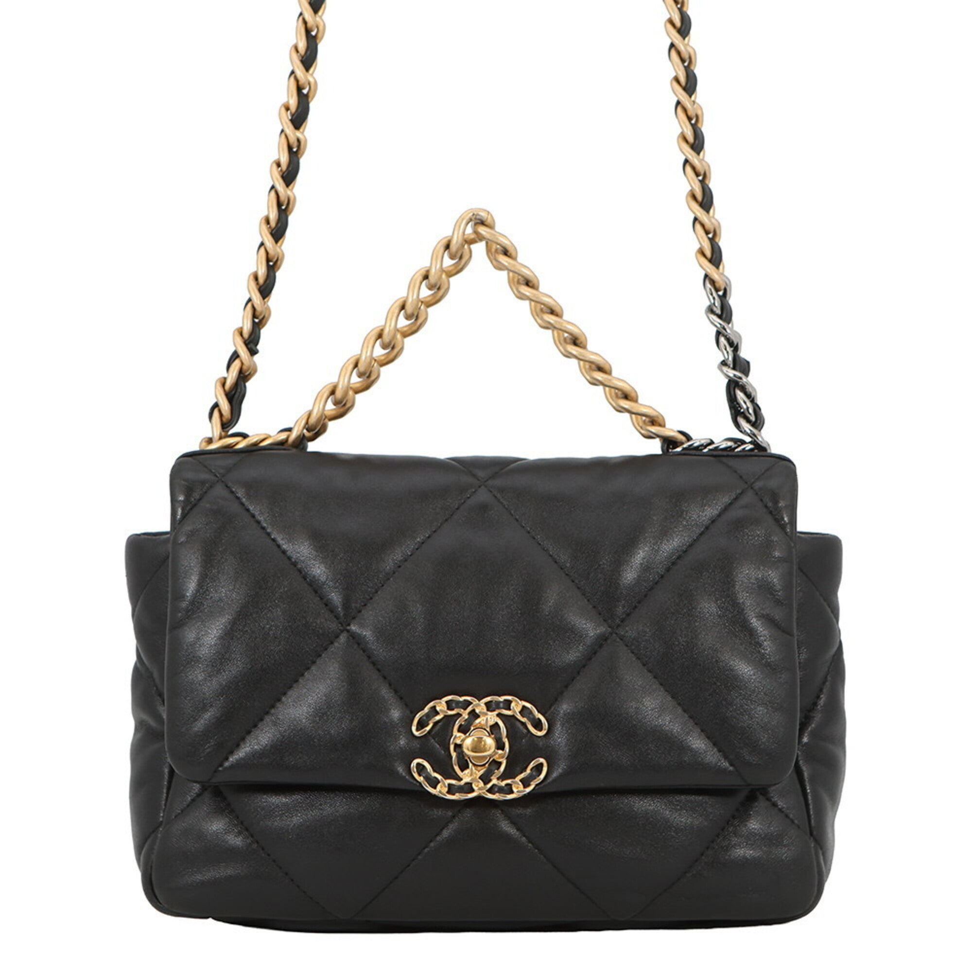 Chanel Black Leather Handbag Shoulder Bag (Pre-Owned)