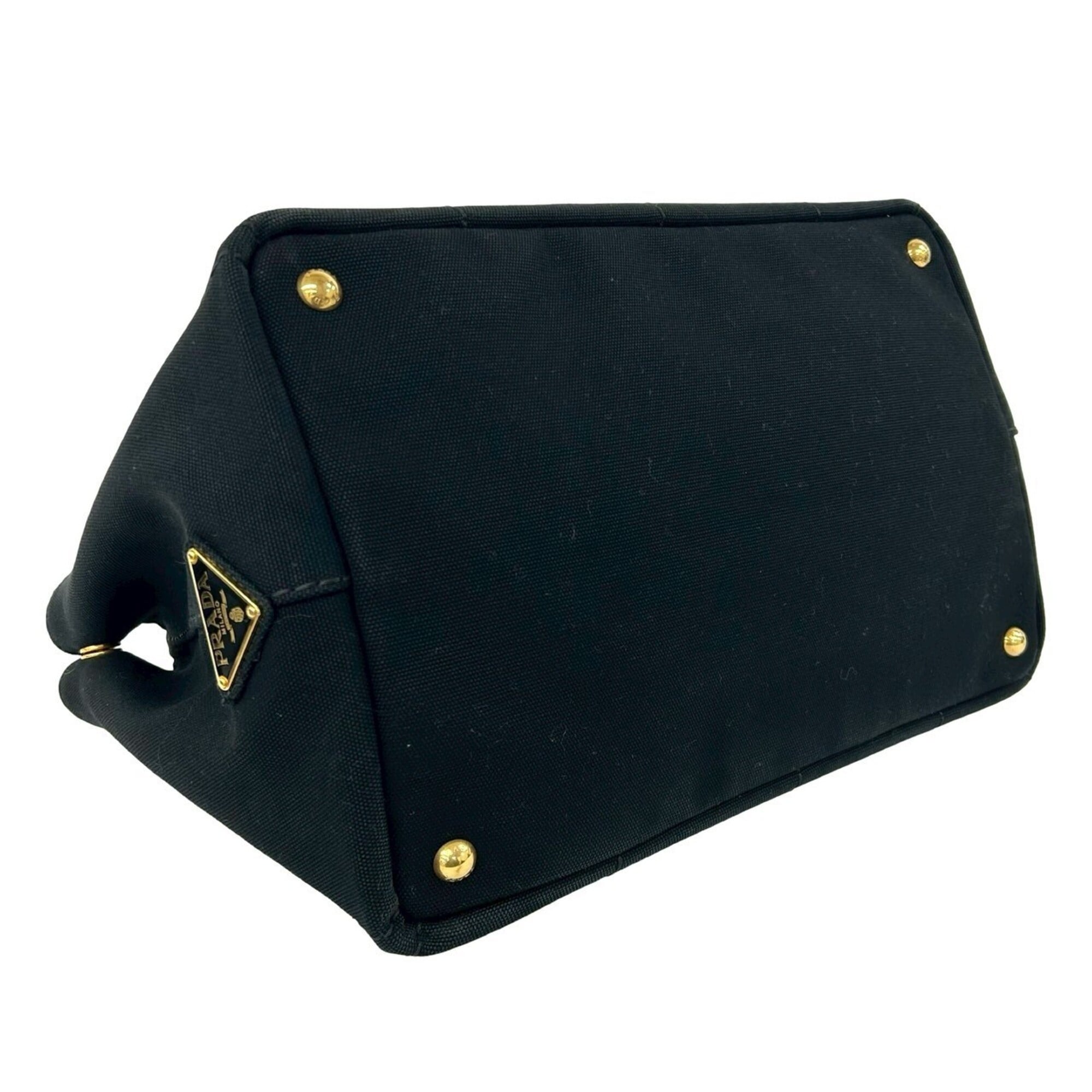 Prada Black Canvas Handbag Shoulder Bag Tote Bag (Pre-Owned)