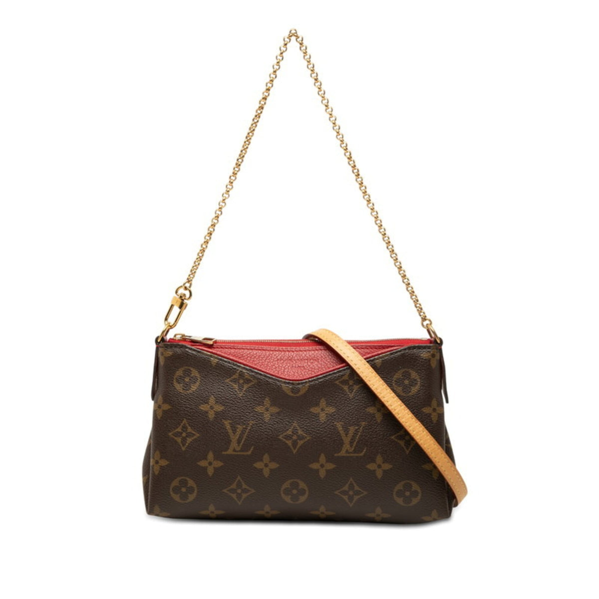 Louis Vuitton Monogram Brown Cerise Red Color Pvc Leather Handbag Shoulder Bag (Pre-Owned)