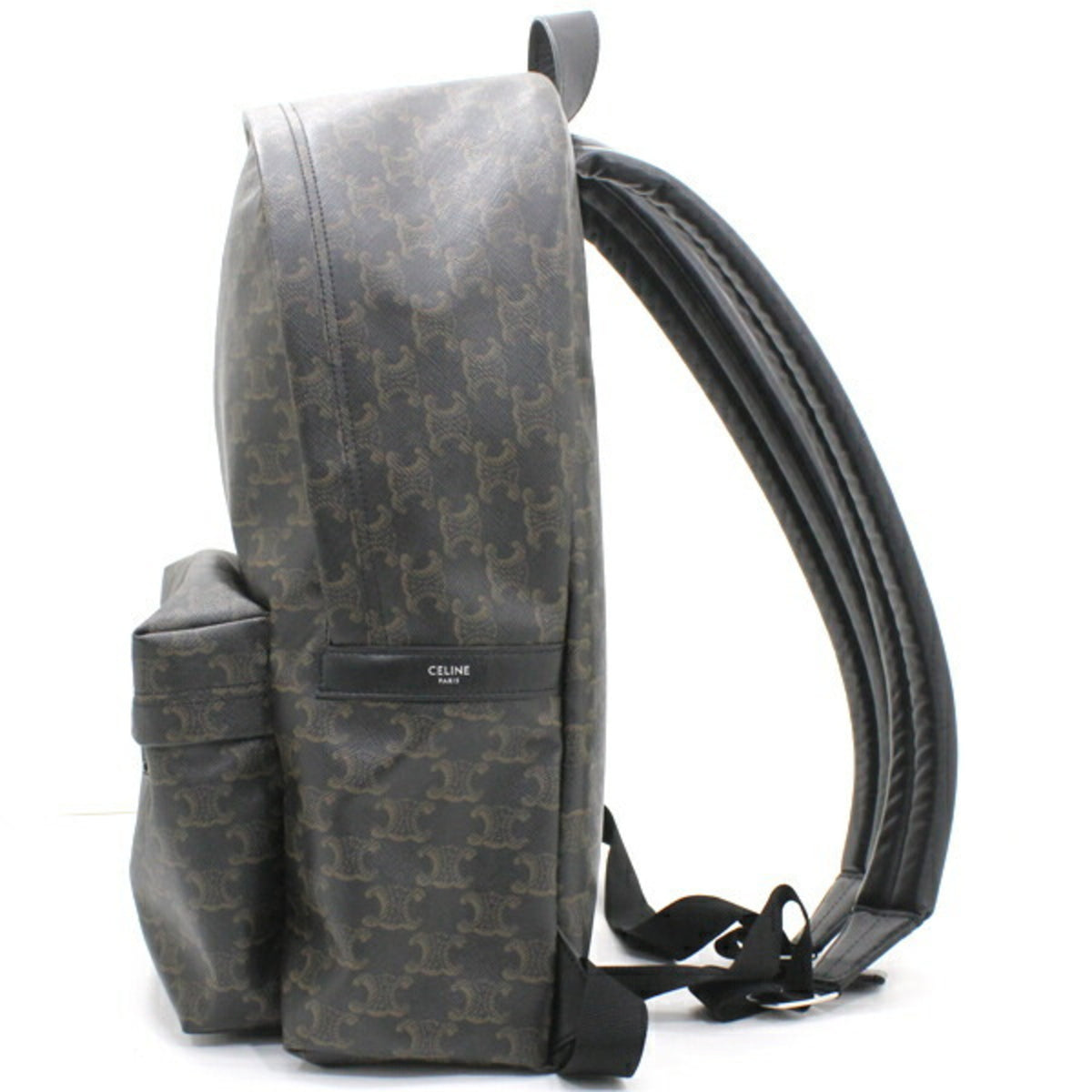 Celine Black Brown Canvas Leather Backpack (Pre-Owned)