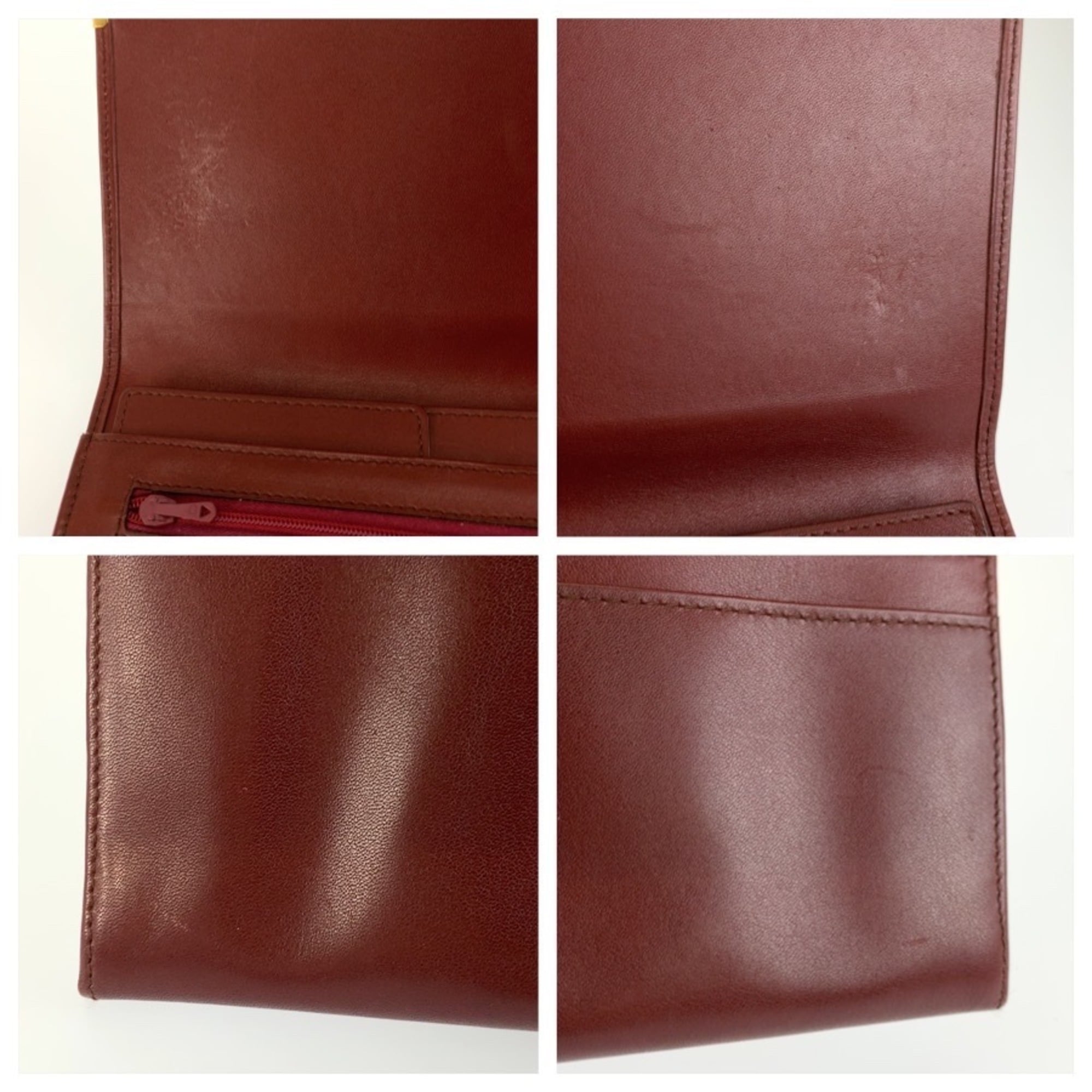 Cartier Wine Red Leather Clutch Bag (Pre-Owned)