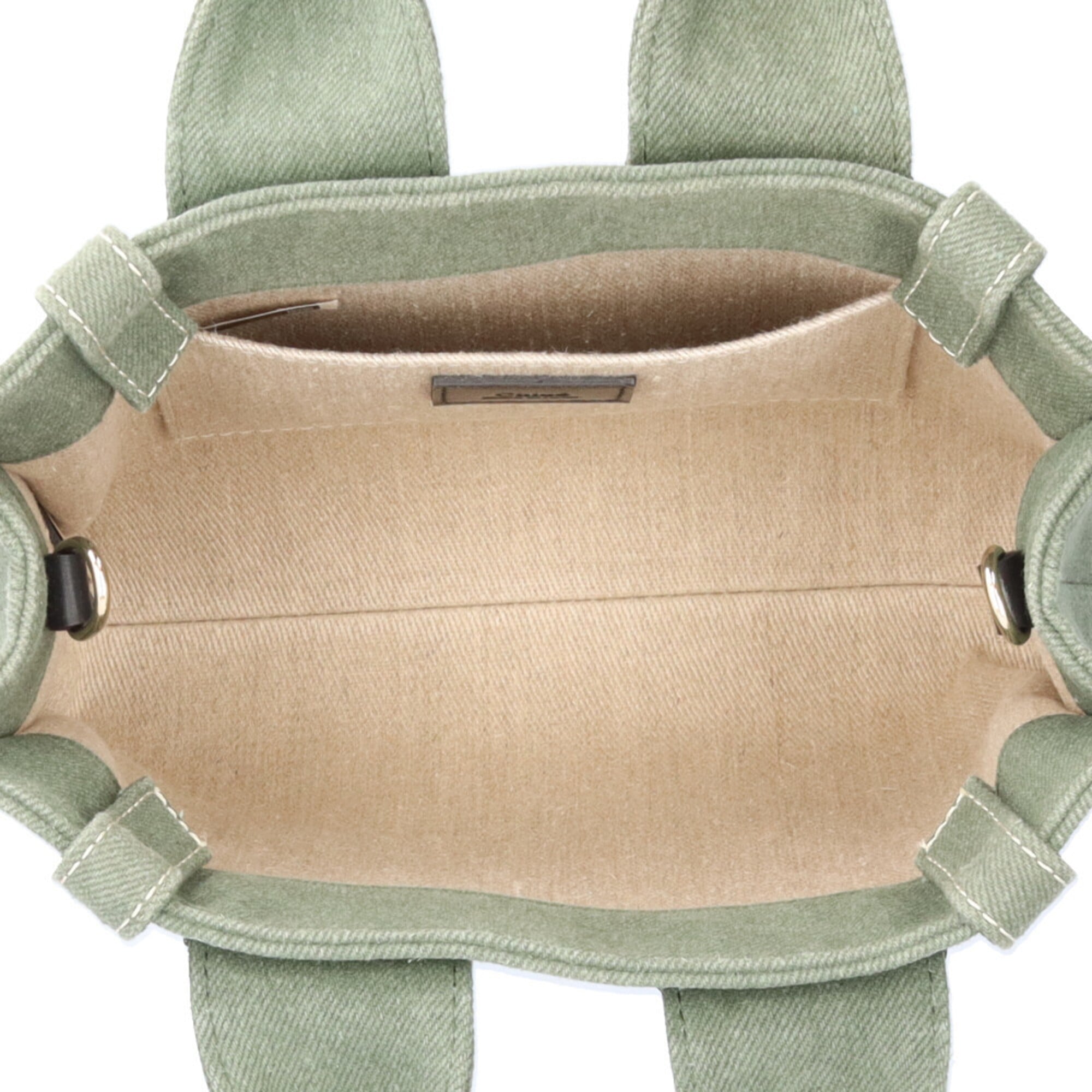 Chloé Green Khaki Cotton Linen Shoulder Bag Tote Bag (Pre-Owned)