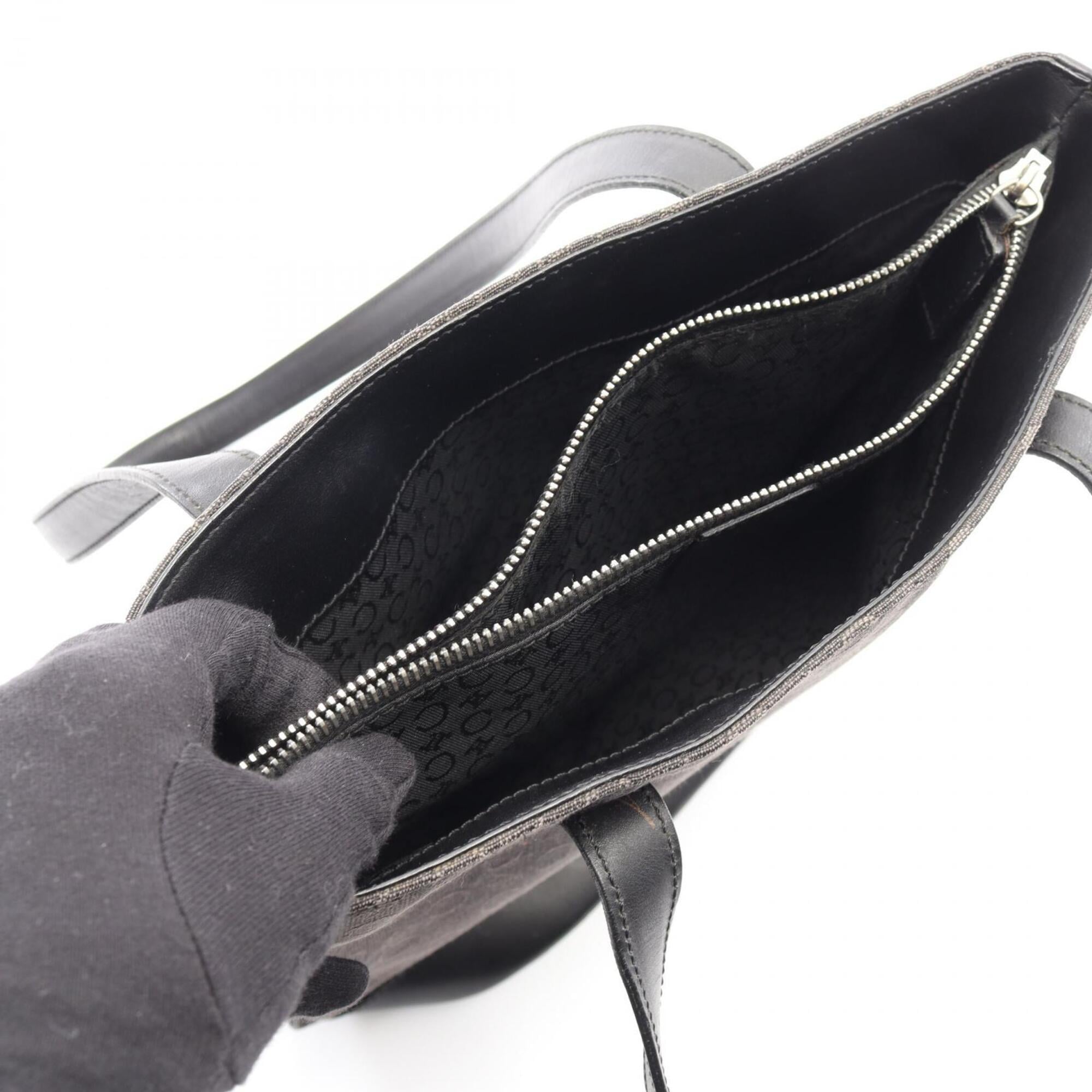 Celine Black Canvas Leather Handbag Tote Bag (Pre-Owned)