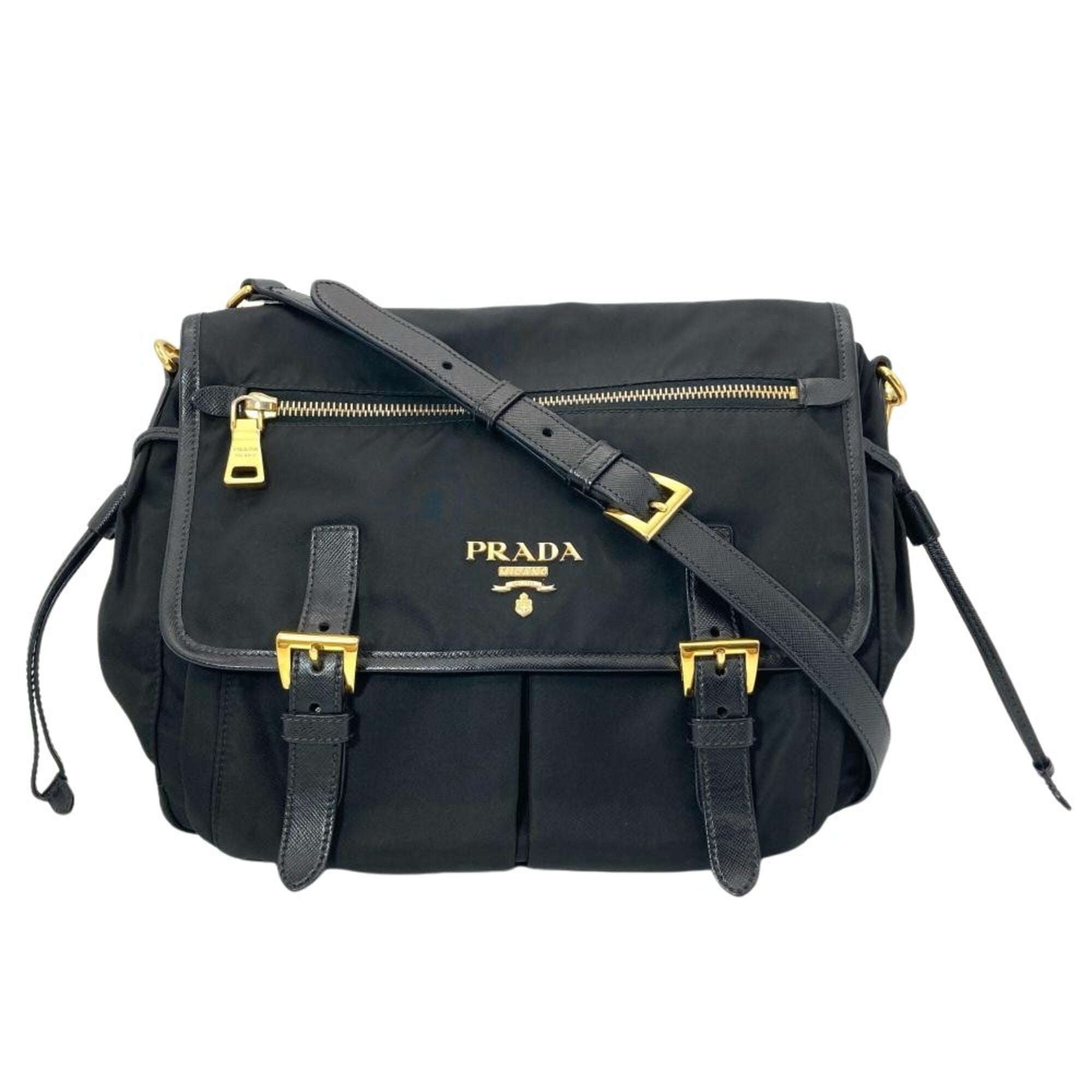 Prada Black Nylon Leather Shoulder Bag (Pre-Owned)