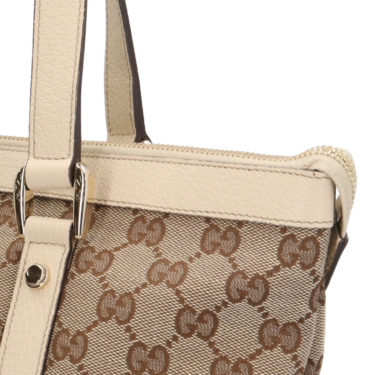 Gucci Abbey Beige Gg Canvas Handbag Tote Bag (Pre-Owned)