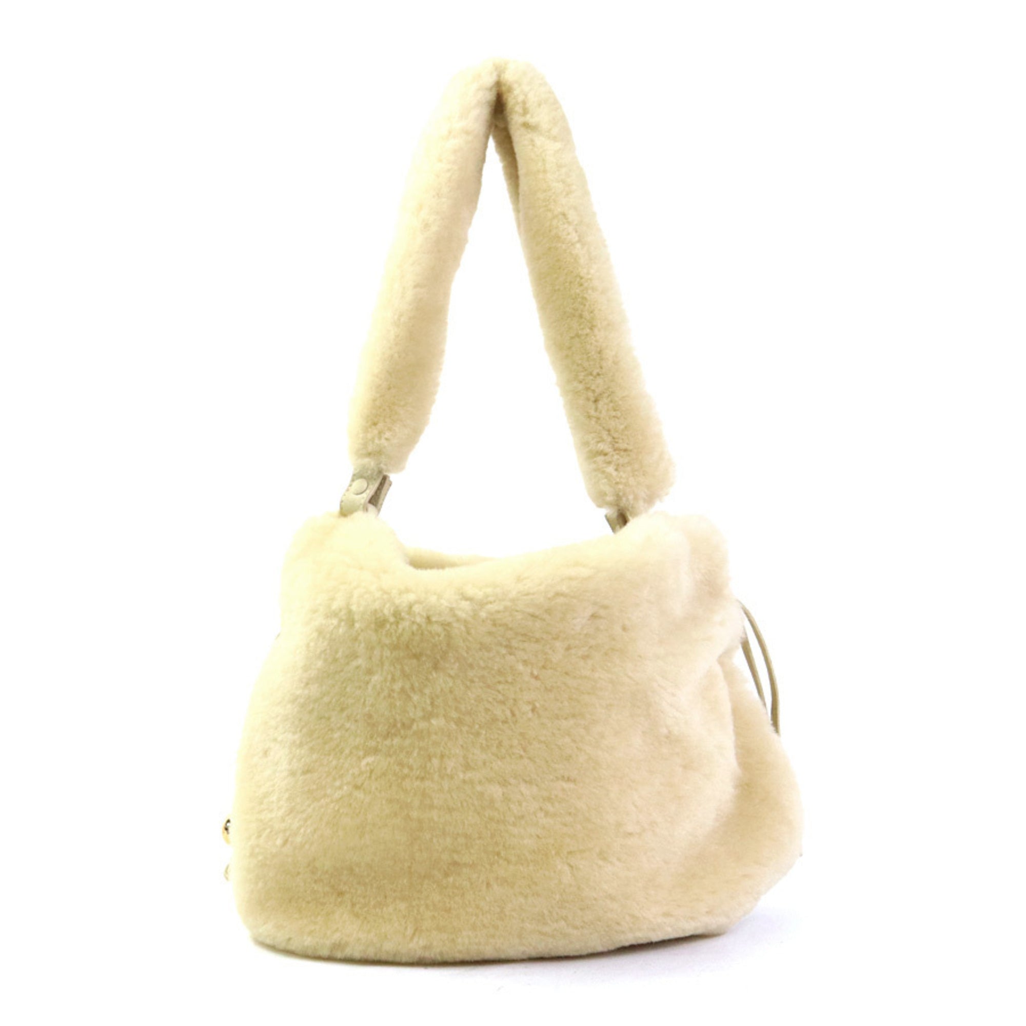 Bottega Veneta Cream Fur Suede Shoulder Bag (Pre-Owned)