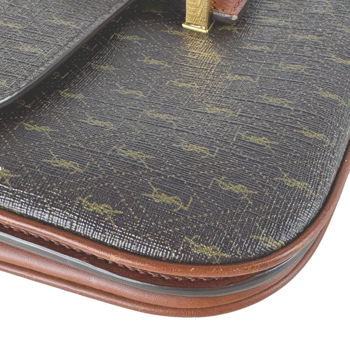 Saint Laurent Brown Coated Canvas Shoulder Bag (Pre-Owned)