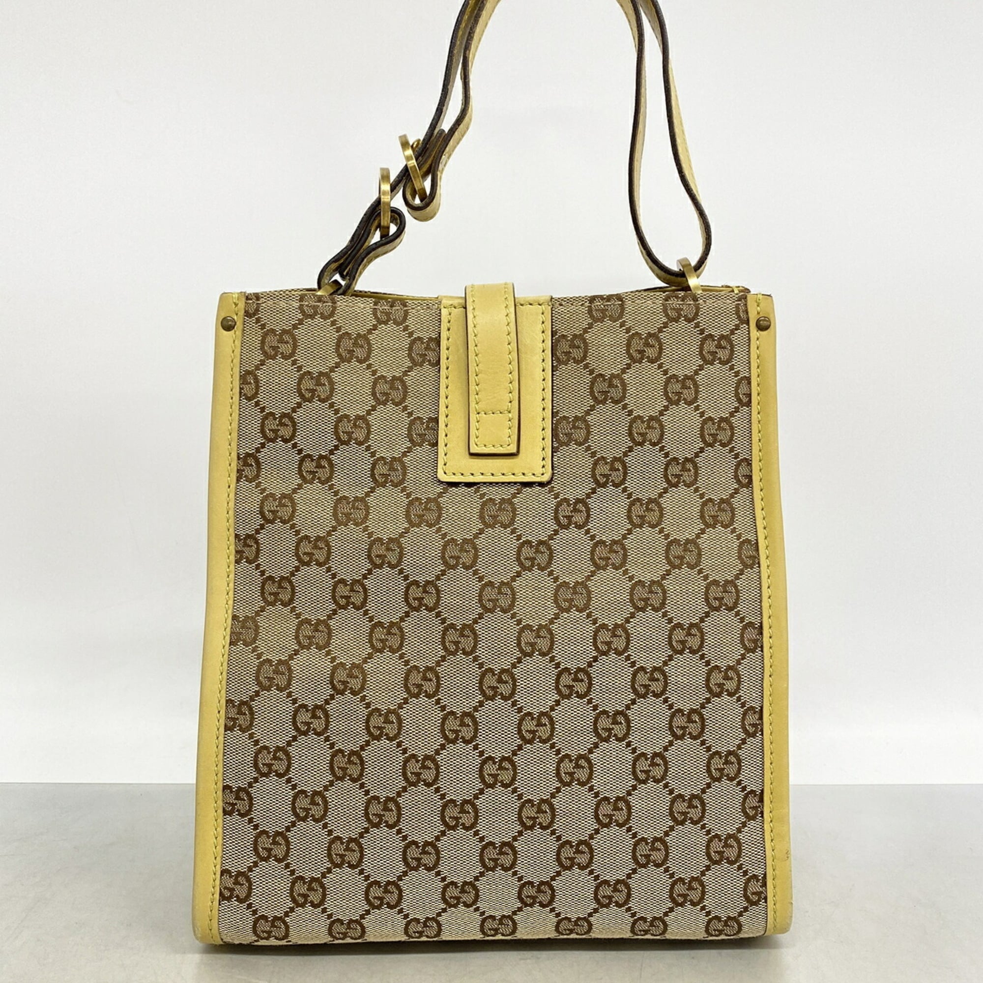 Gucci Brown Yellow Canvas Tote Bag (Pre-Owned)