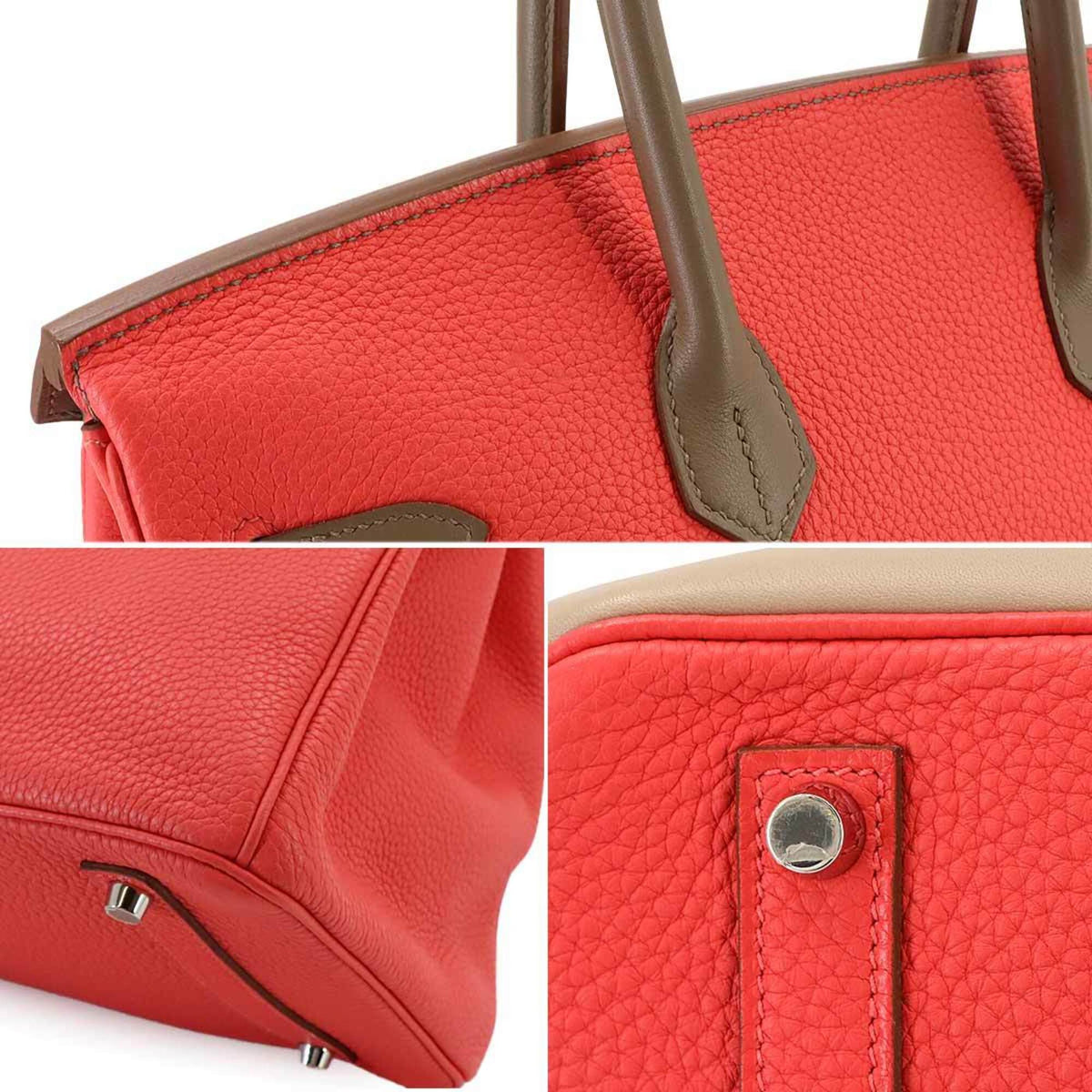 Hermes Argile Etoupe Gray Rose Jaipur Taurillon Clemence Leather Swift Leather Handbag (Pre-Owned)
