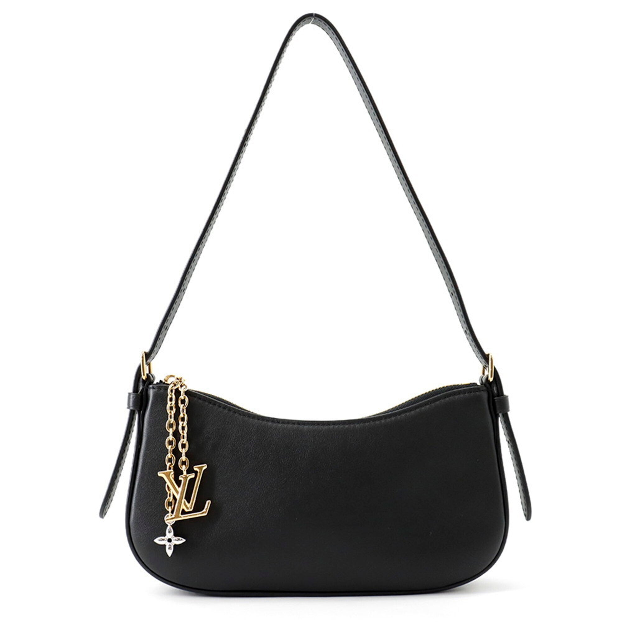 Louis Vuitton Noir Leather Pochette Shoulder Bag (Pre-Owned)