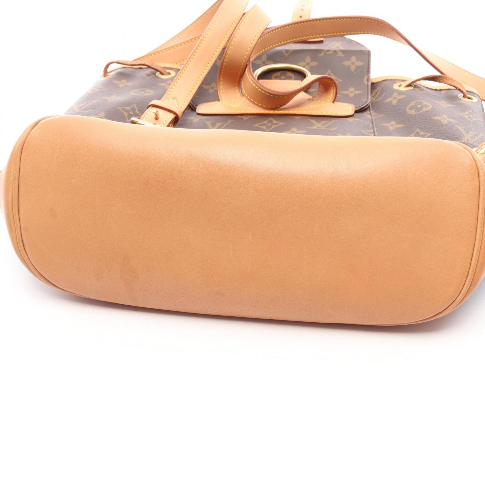 Louis Vuitton Brown Coated Canvas Leather Backpack Handbag (Pre-Owned)