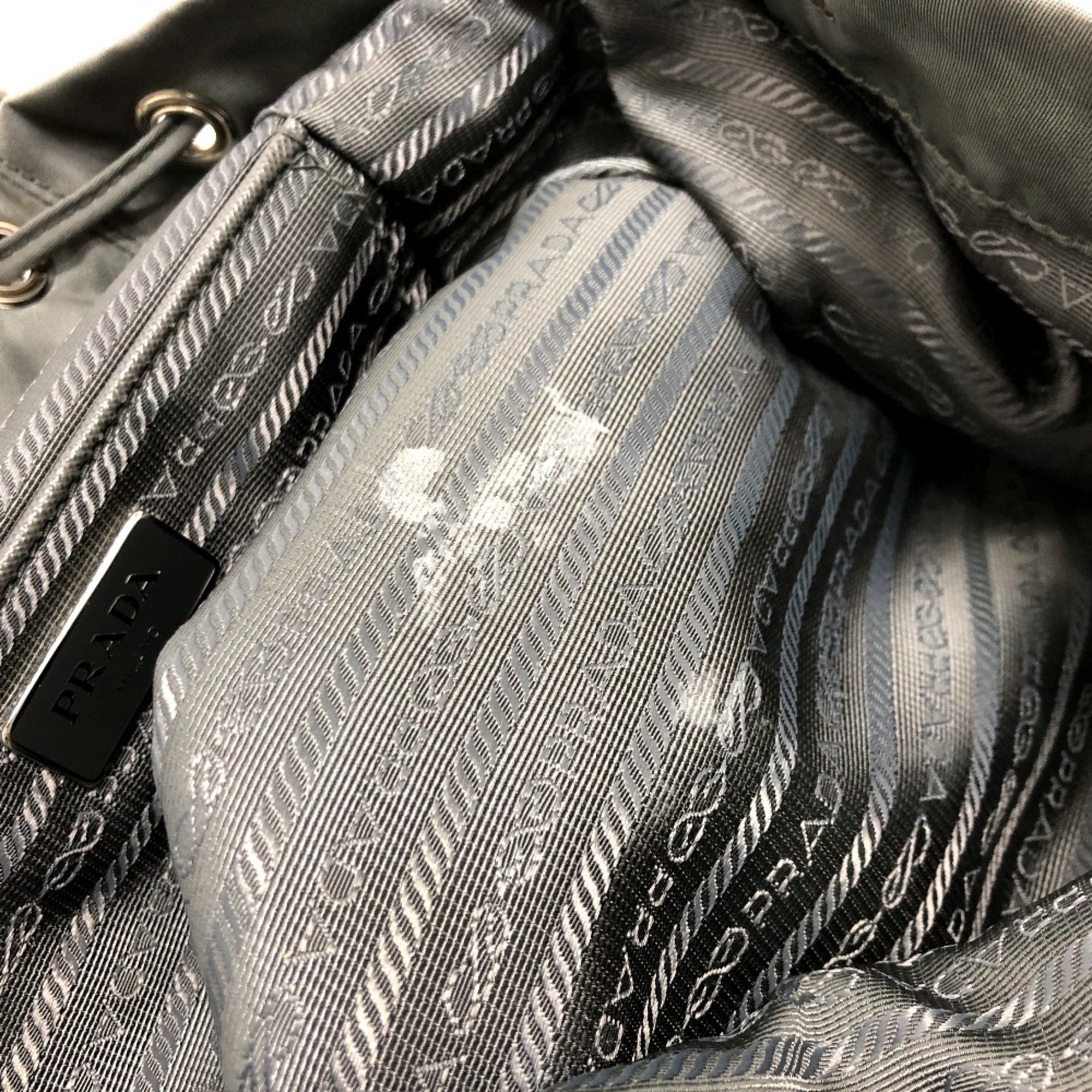 Prada Gray Leather Backpack (Pre-Owned)