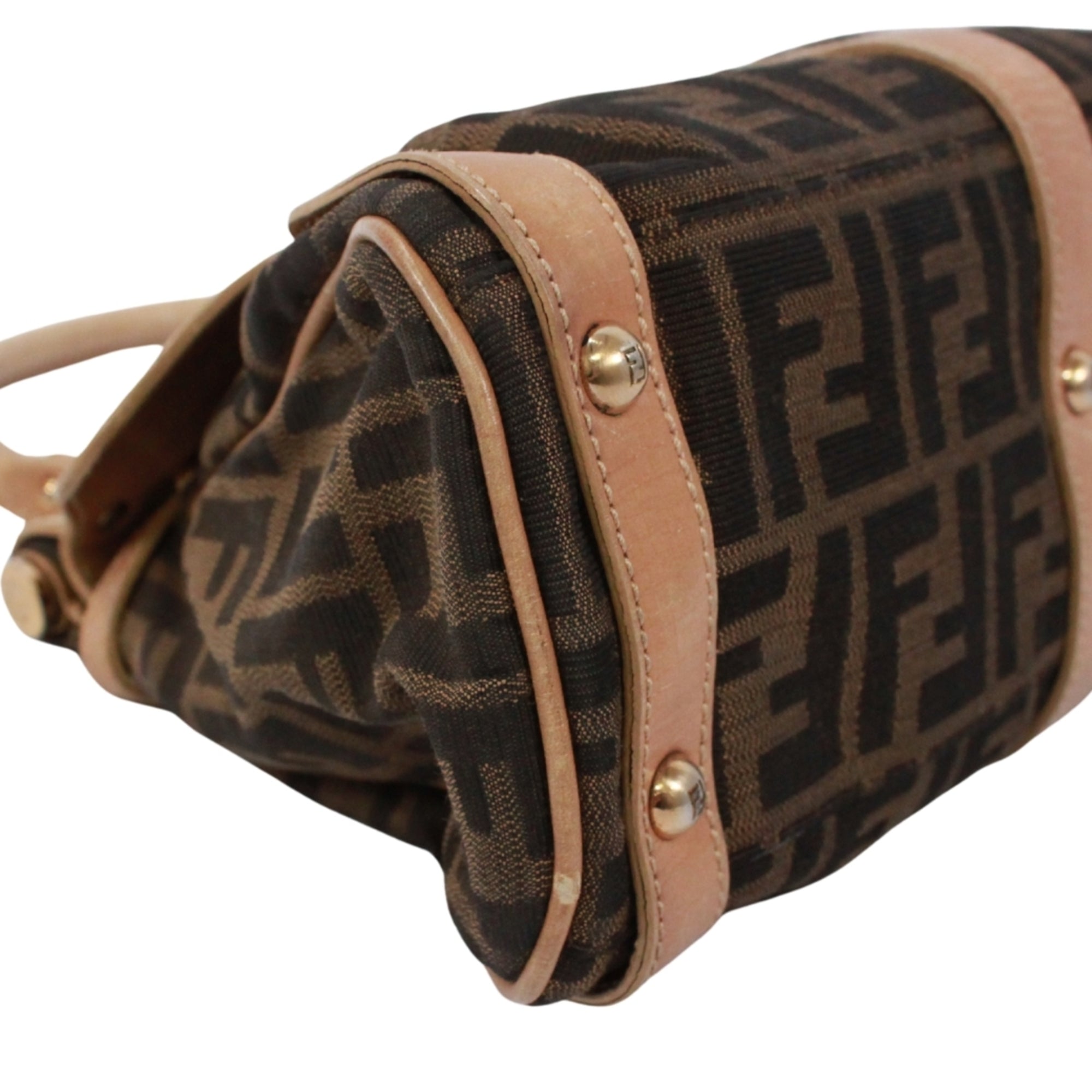 Fendi Beige Brown Canvas Leather Handbag (Pre-Owned)