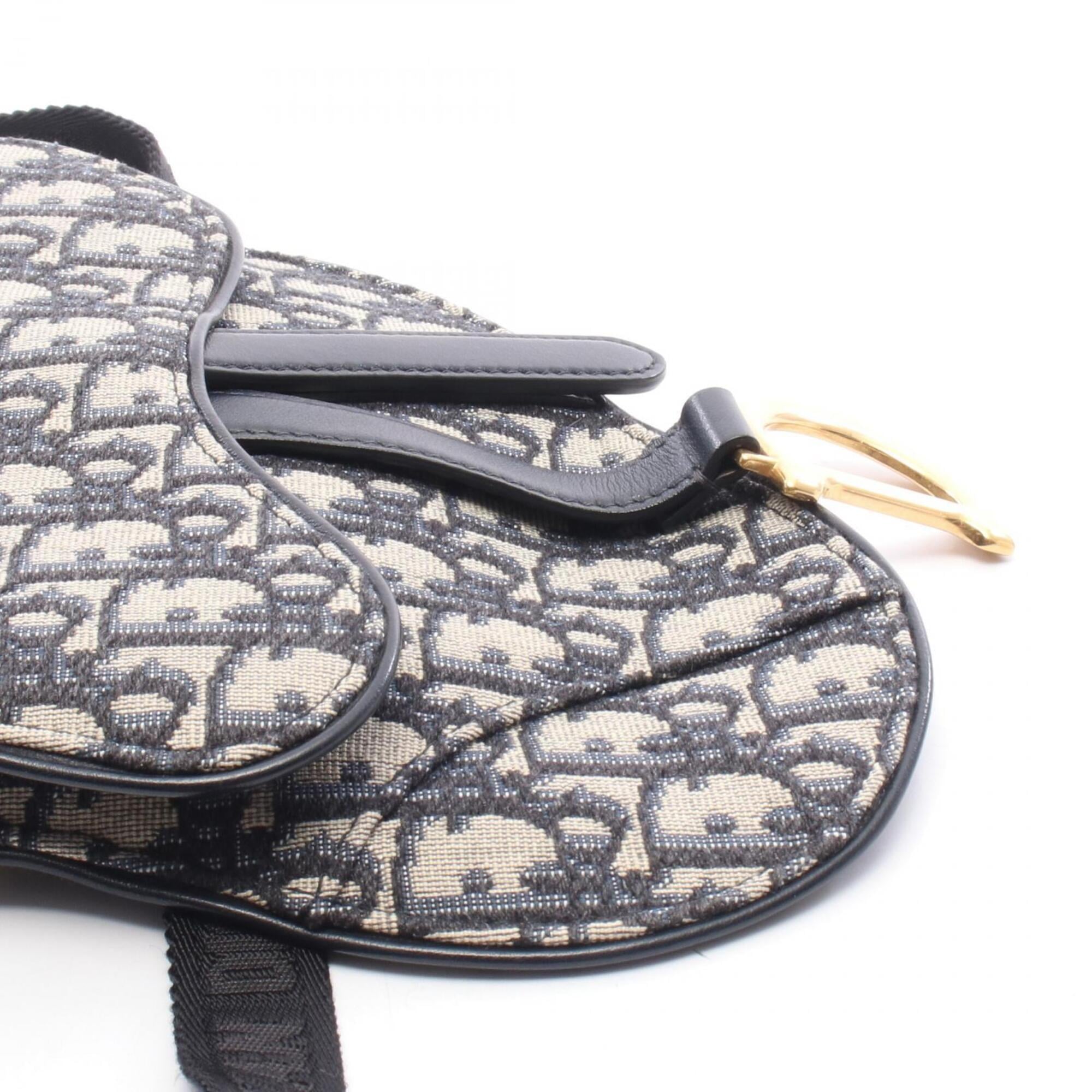 Christian Dior Beige Navy Canvas Leather Fanny Pack Handbag Saddle Bag (Pre-Owned)